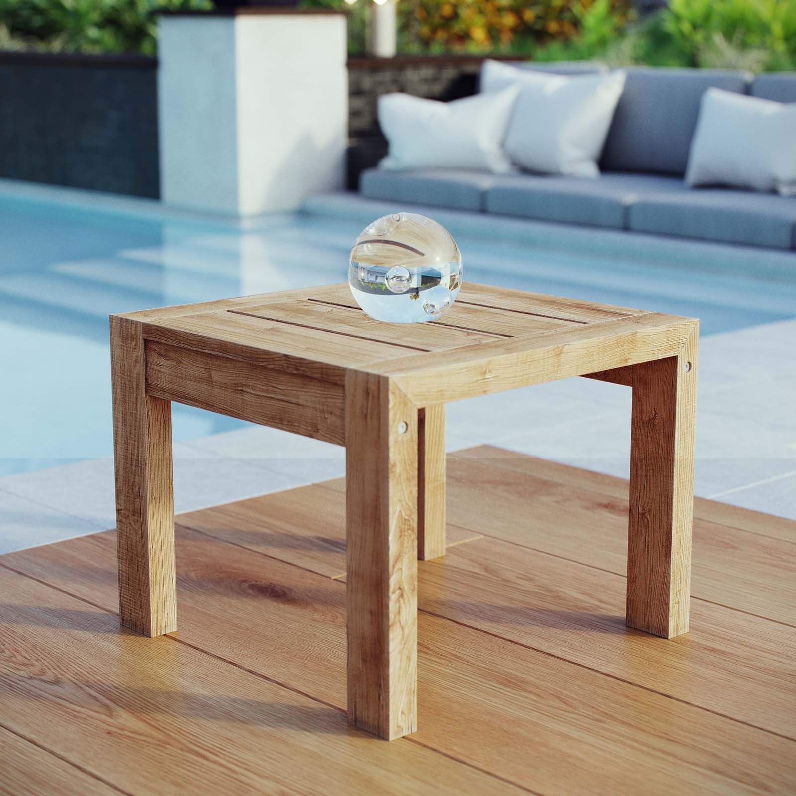 Table d'appoint d'extérieur Upland en bois naturel 