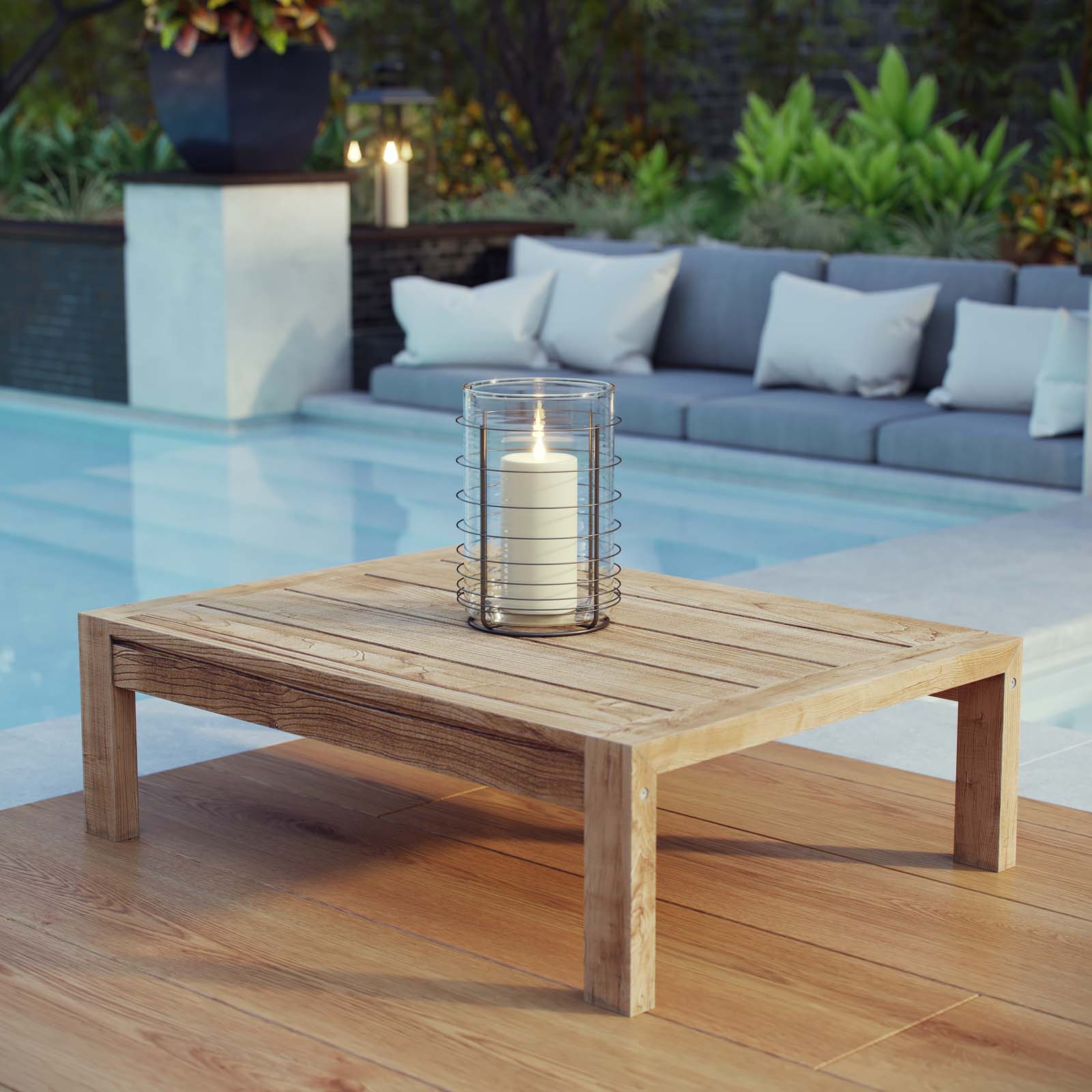 Table basse d'extérieur Upland en bois naturel 