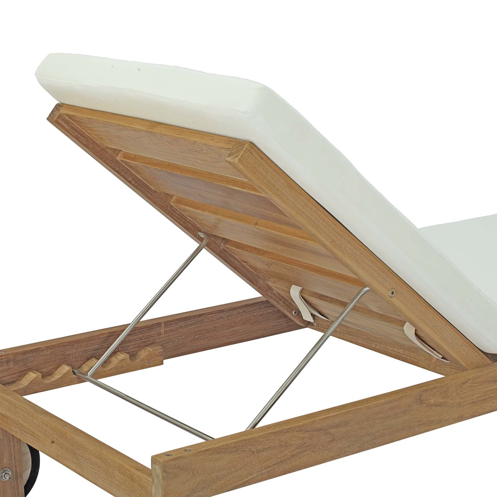 Upland Outdoor Patio Teak Chaise in Natural White