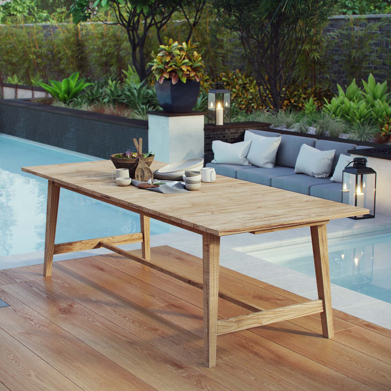 Table à manger d'extérieur en teck Dorset en couleur naturelle 