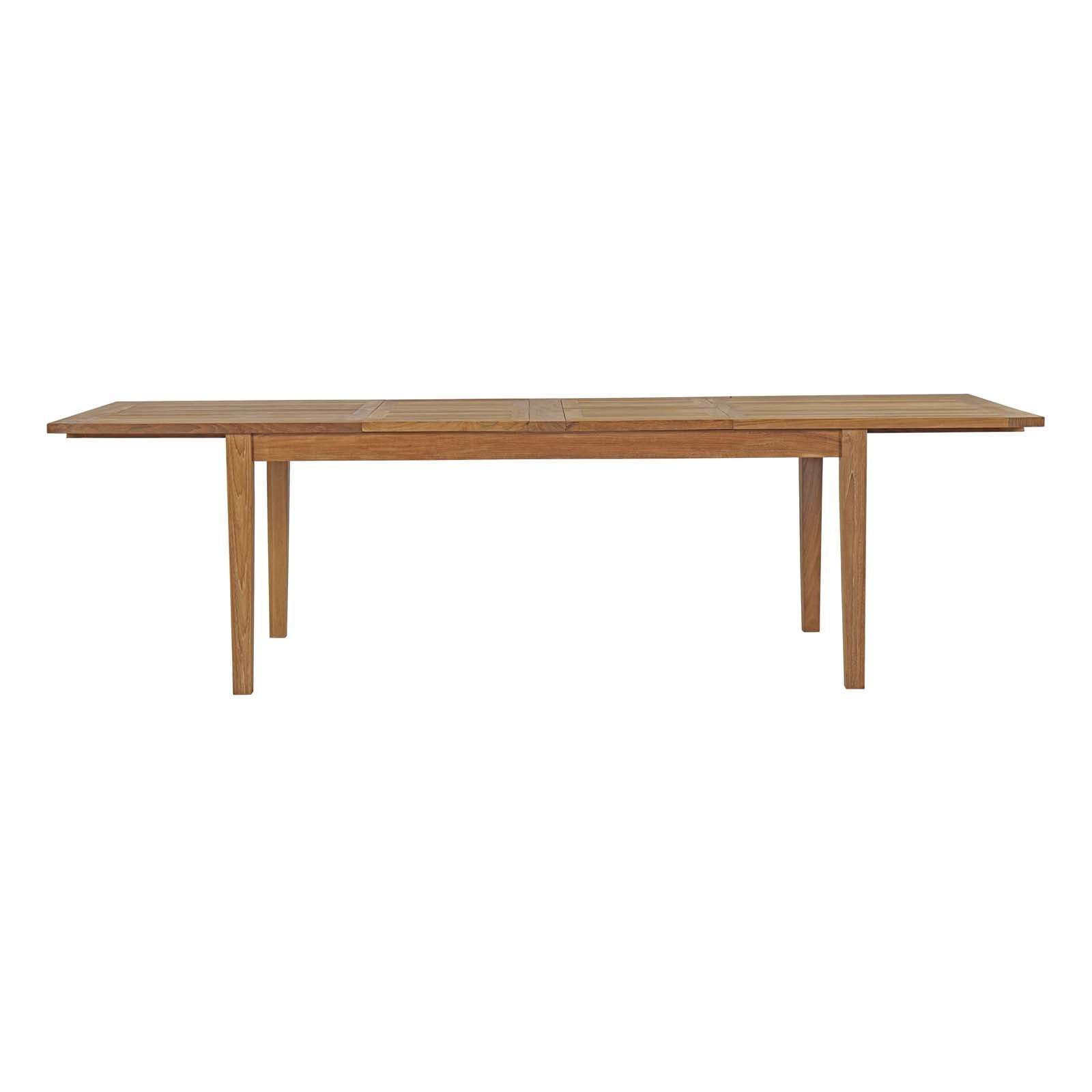 Marina Extendable Outdoor Patio Teak Dining Table in Natural