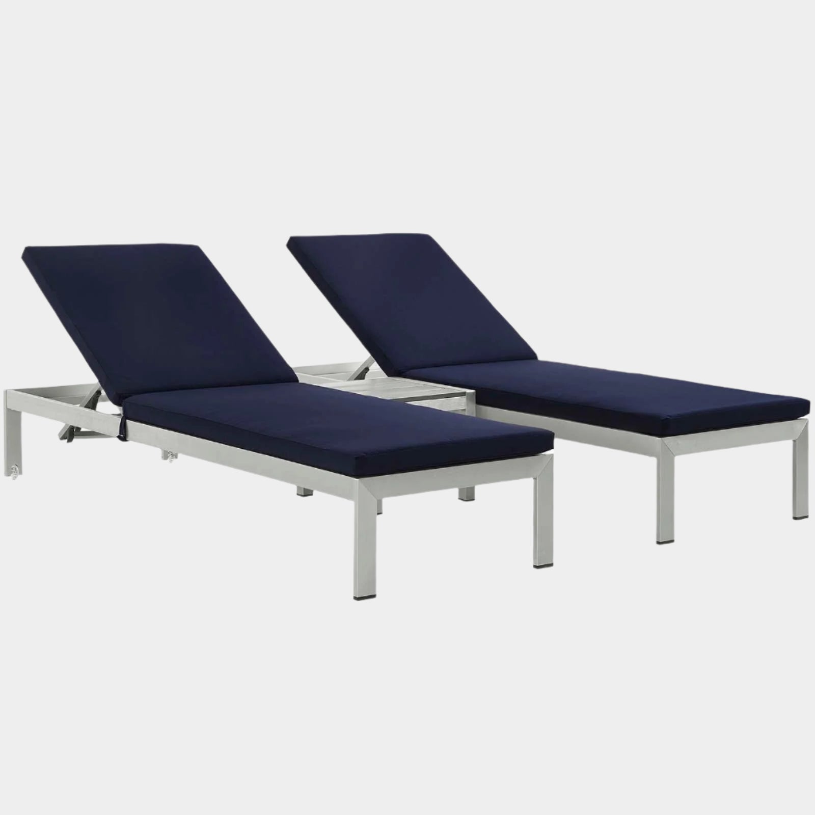 Shore 3 Piece Outdoor Patio Aluminum Chaise with Cushions