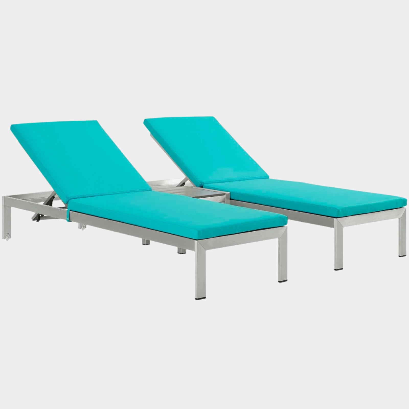 Shore 3 Piece Outdoor Patio Aluminum Chaise with Cushions