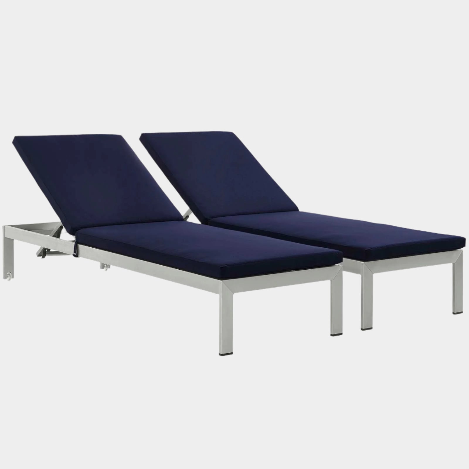 Shore Outdoor Patio Aluminum Chaise with Cushions Set