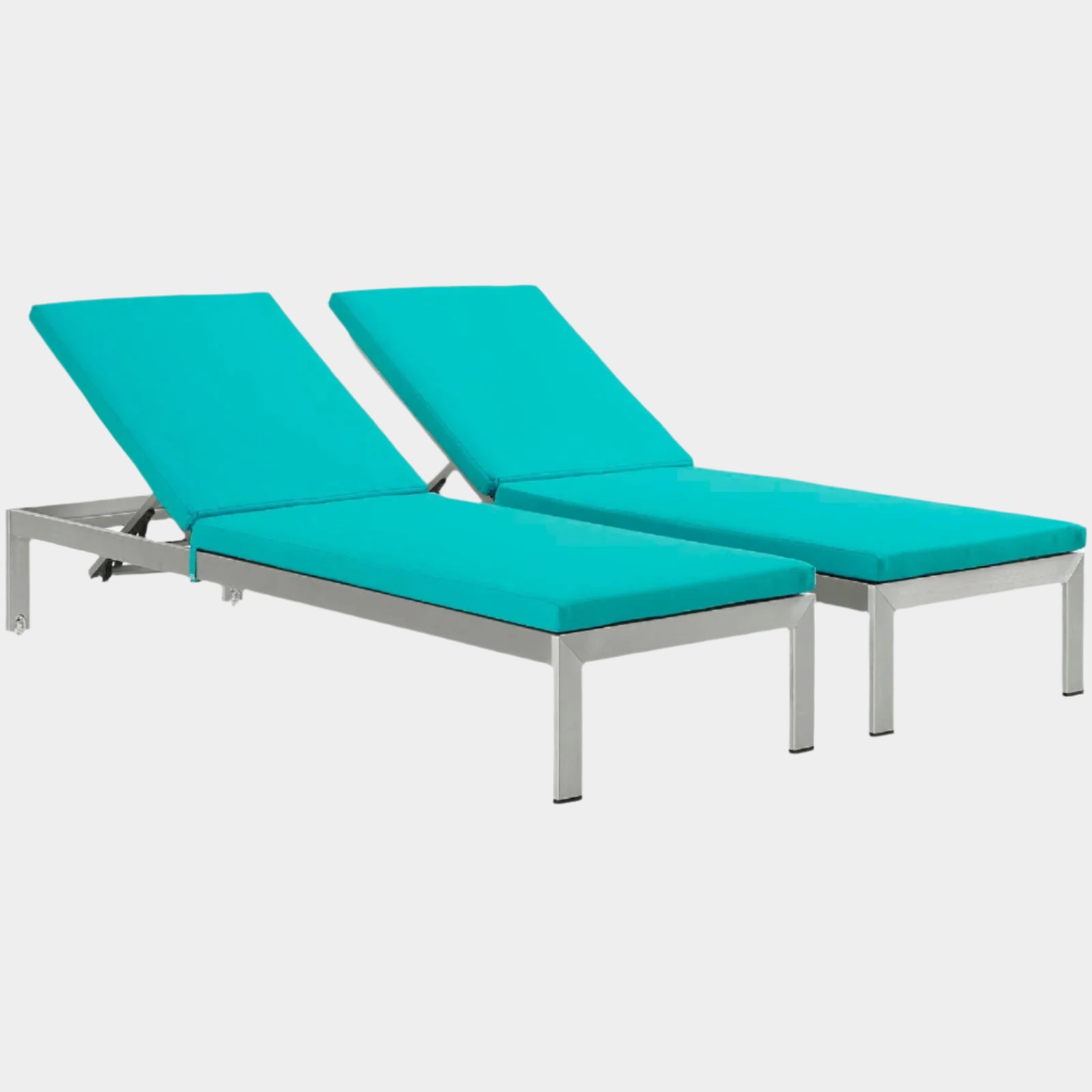 Shore Outdoor Patio Aluminum Chaise with Cushions Set