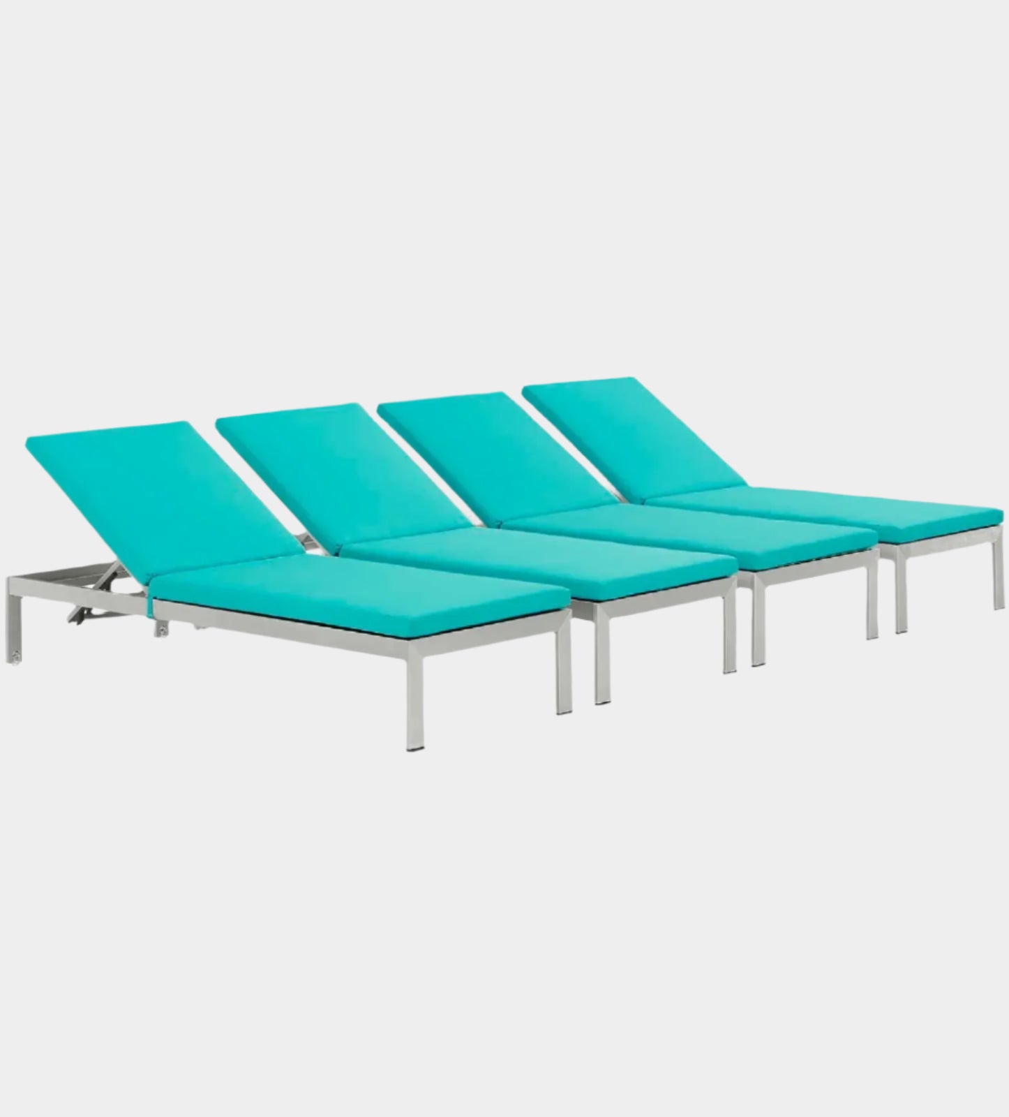 Shore Outdoor Patio Aluminum Chaise with Cushions Set of 4