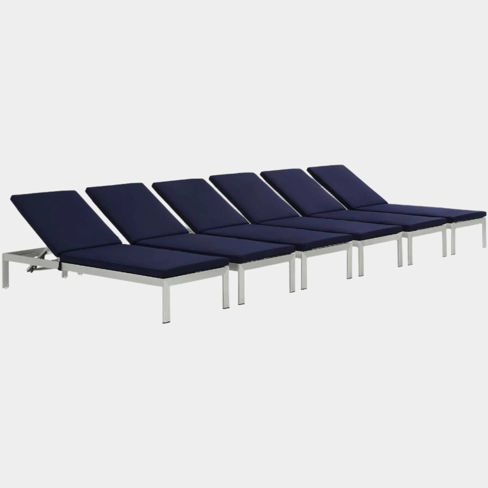 Shore Outdoor Patio Aluminum Chaise with Cushions Set of 6