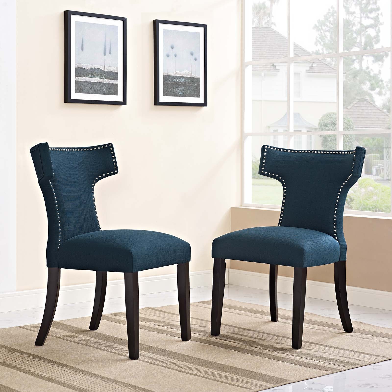 Curve Fabric Dining Side Chair Set of 2