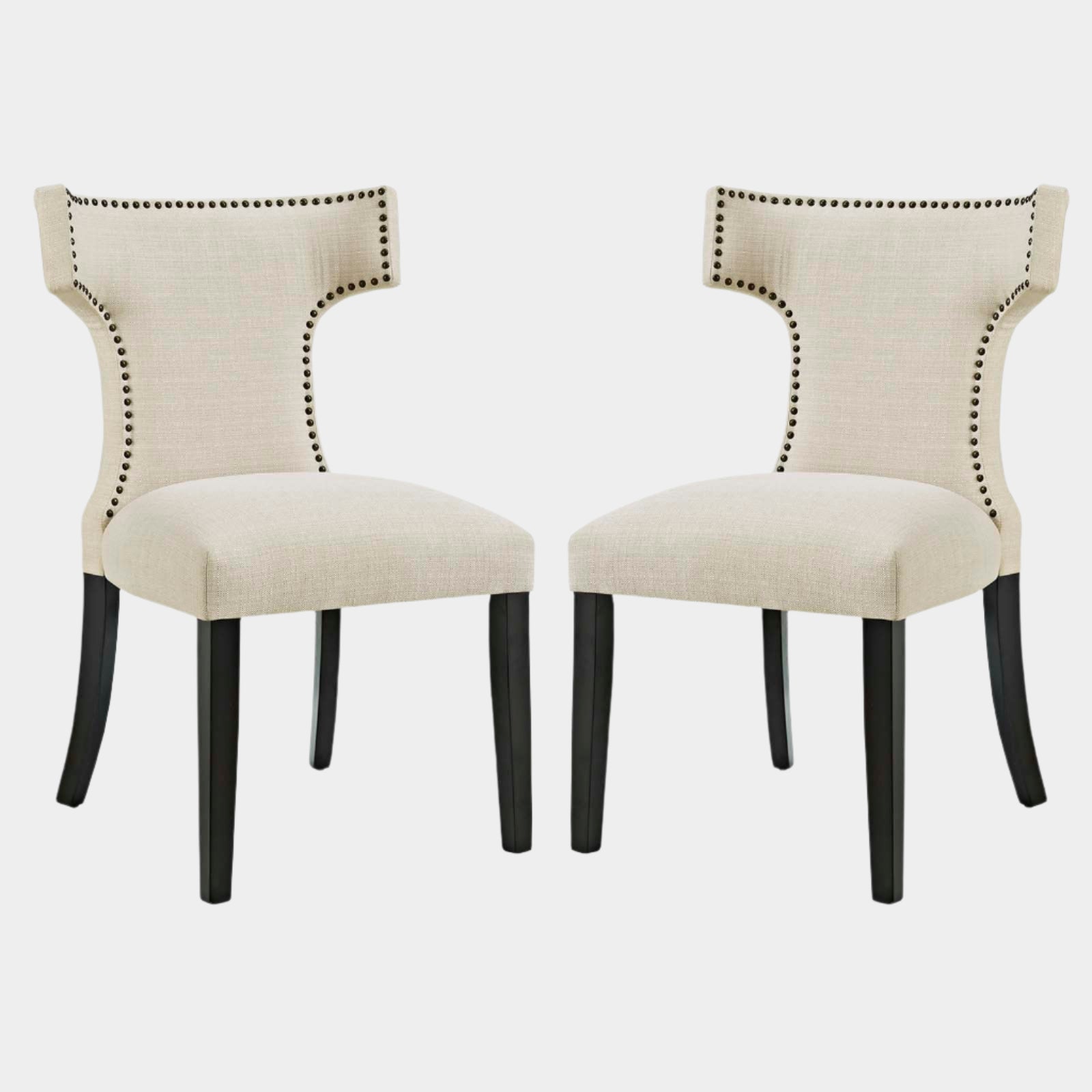 Curve Fabric Dining Side Chair Set of 2