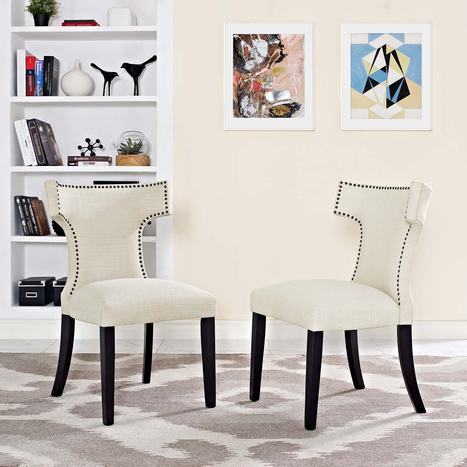 Curve Fabric Dining Side Chair Set of 2