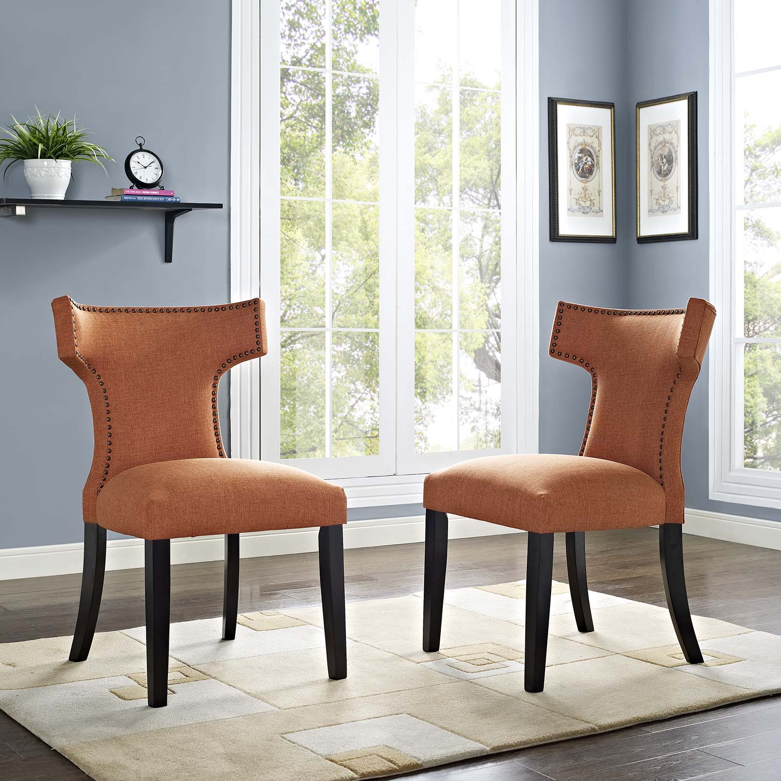 Curve Fabric Dining Side Chair Set of 2