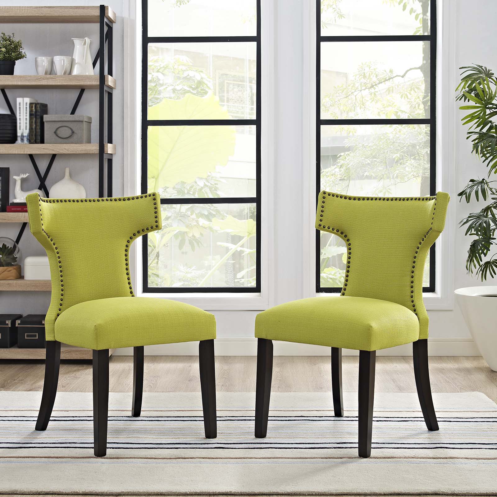 Curve Fabric Dining Side Chair Set of 2