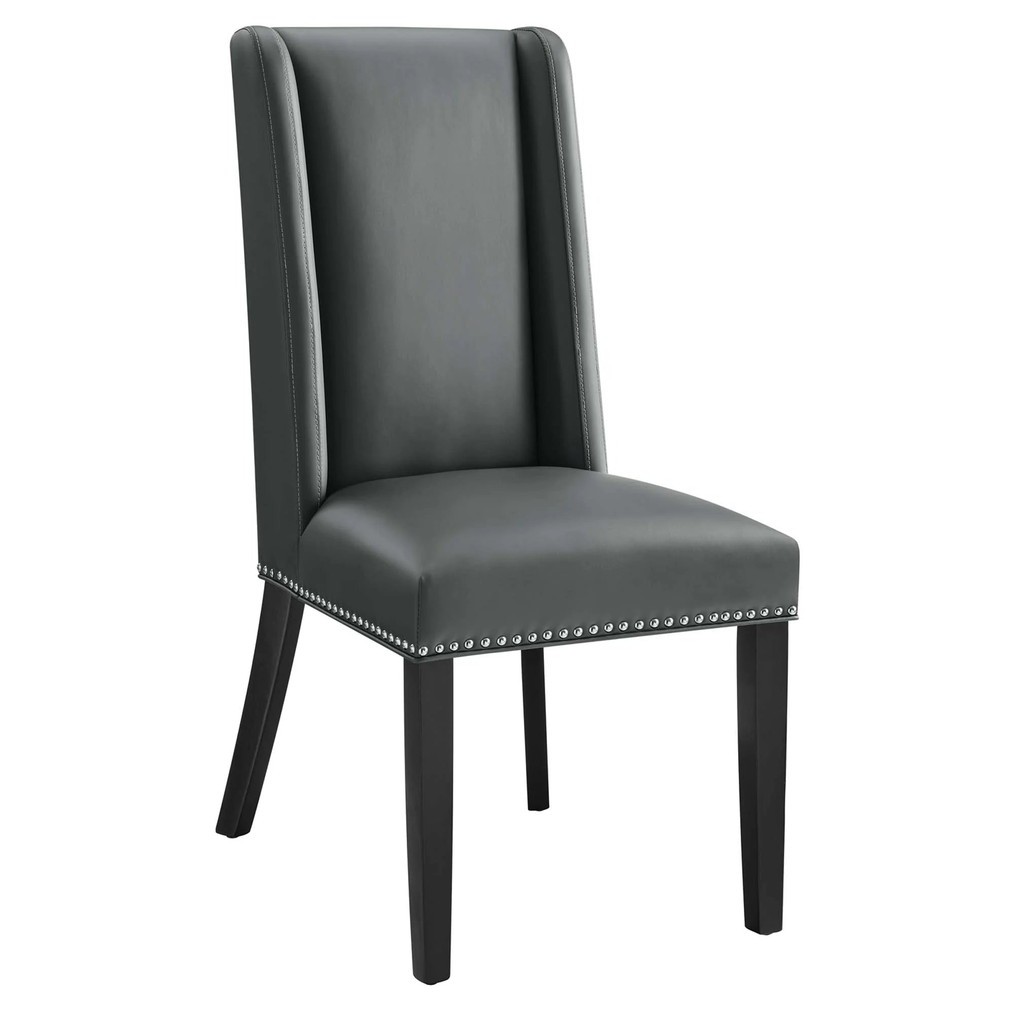 Baron Vinyl Dining Chair Set of 2 in Gray