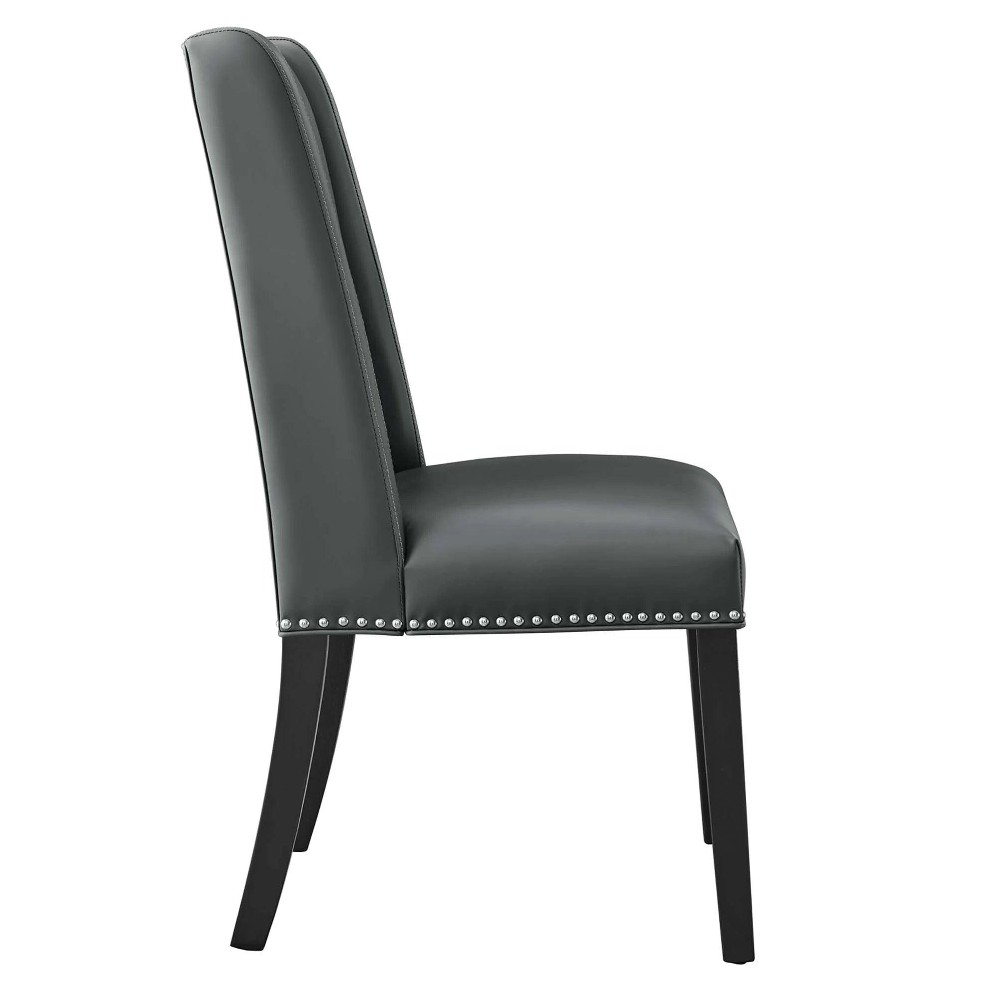 Baron Vinyl Dining Chair Set of 2 in Gray