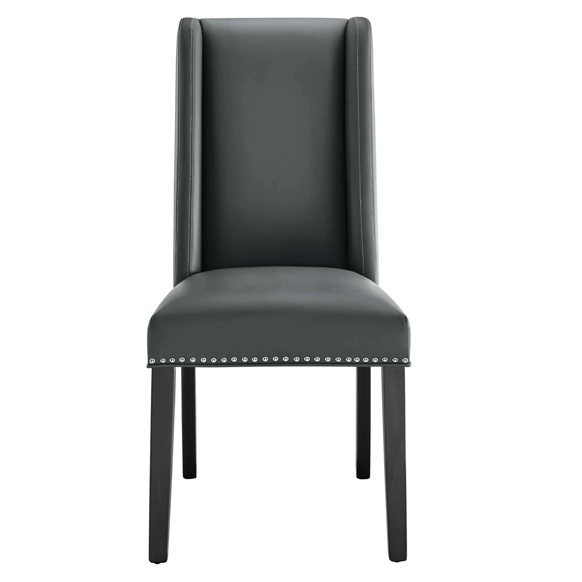 Baron Vinyl Dining Chair Set of 2 in Gray