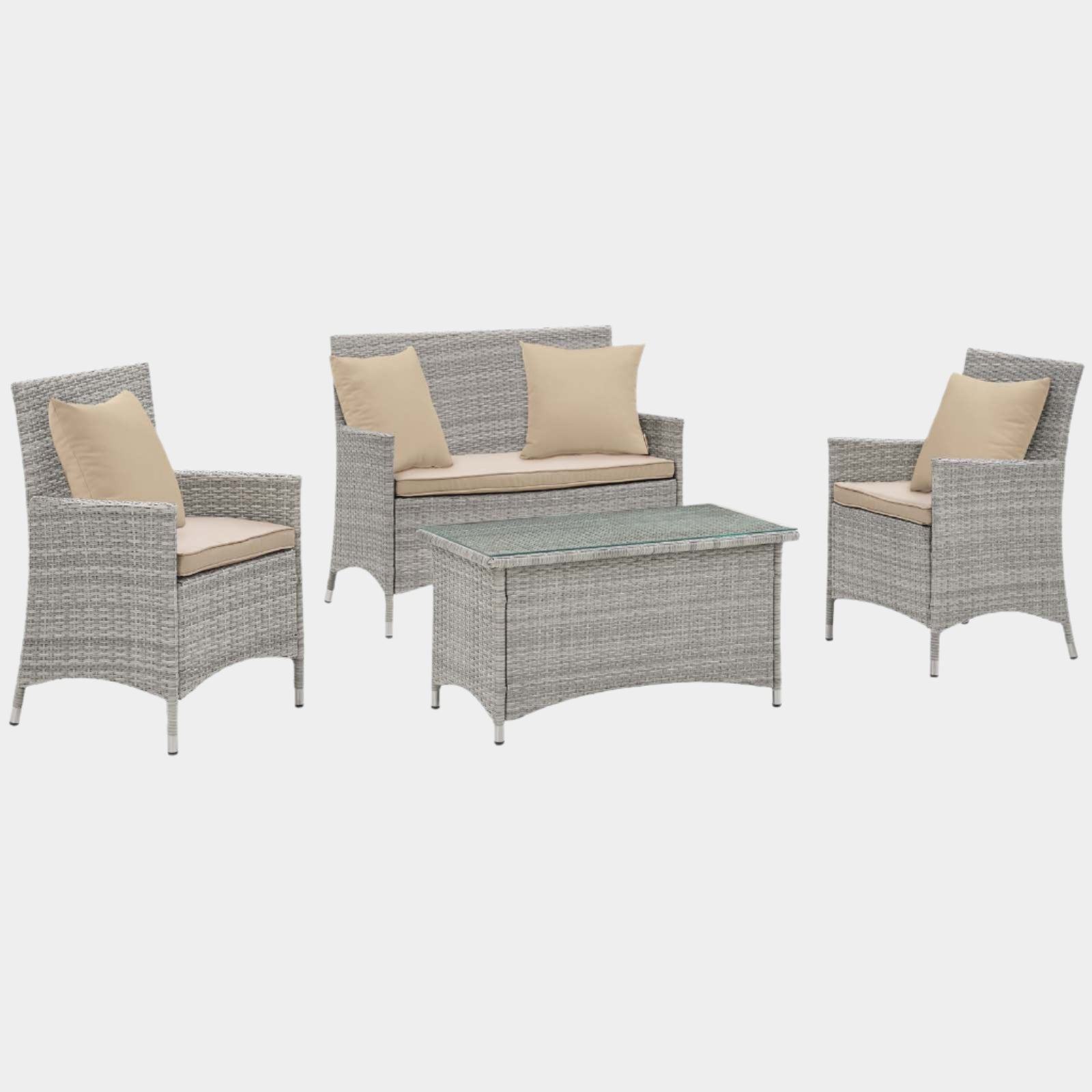 Bridge 4 Piece Outdoor Patio Patio Conversation Set with Pillow Set