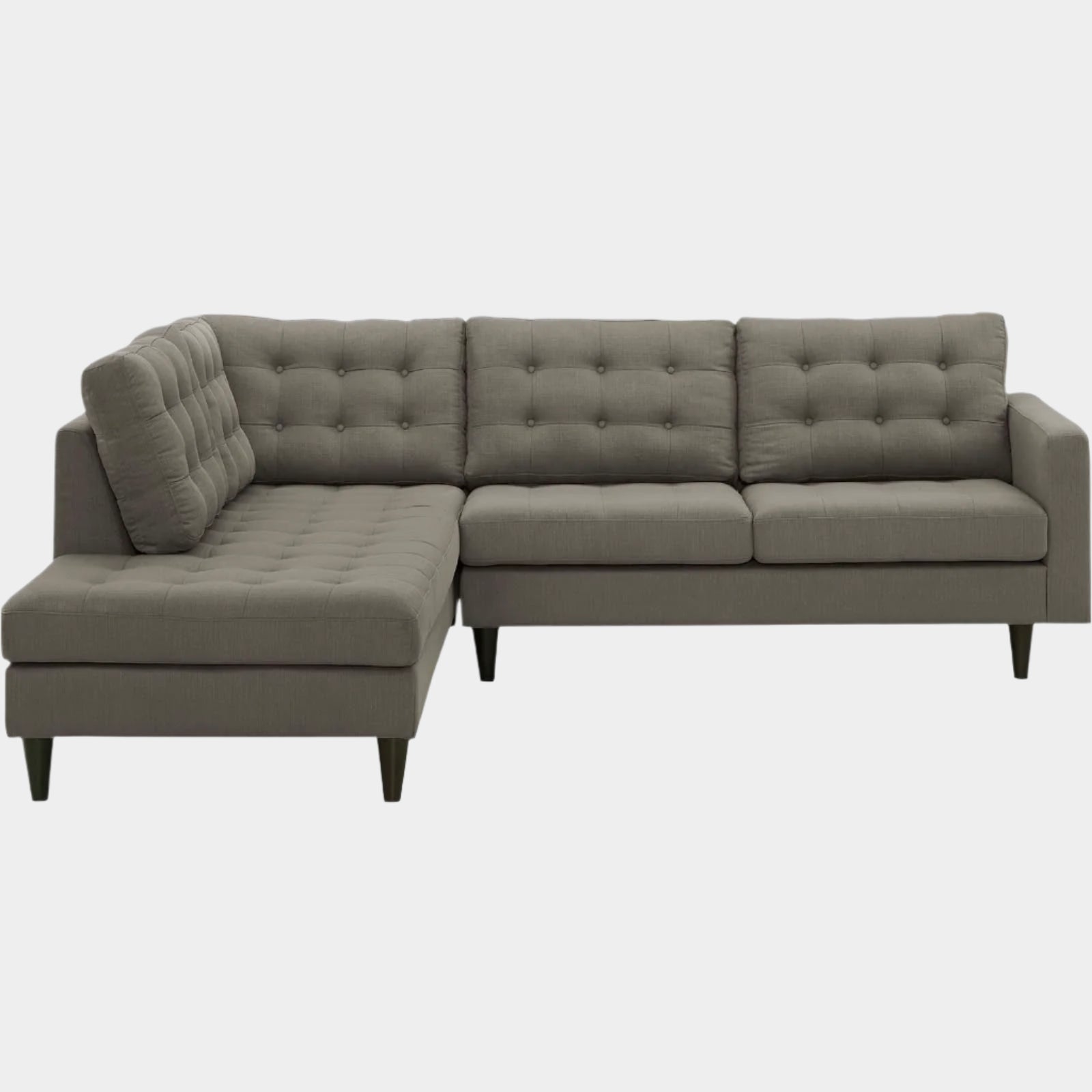 Empress 2 Piece Upholstered Fabric Left Facing Bumper Sectional