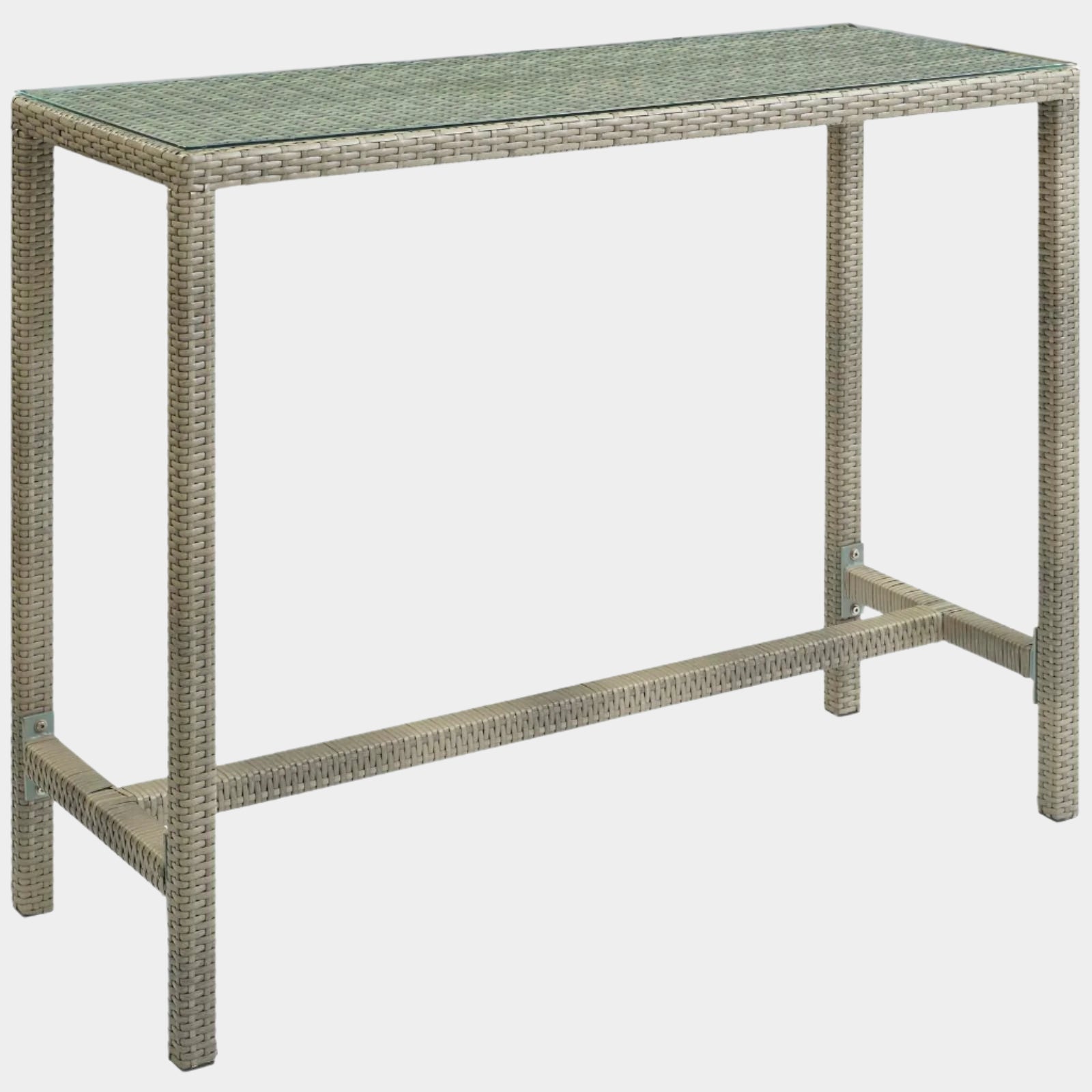 Conduit Outdoor Patio Wicker Rattan Large Bar Table in Light Gray