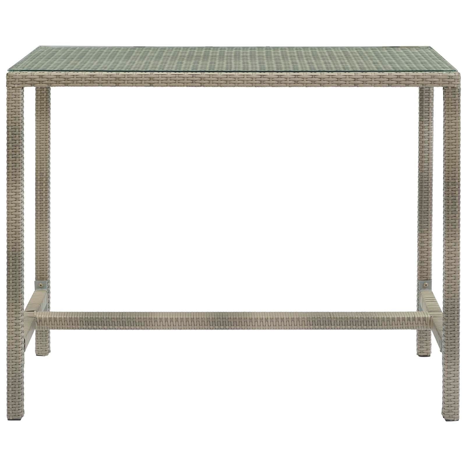 Conduit Outdoor Patio Wicker Rattan Large Bar Table in Light Gray