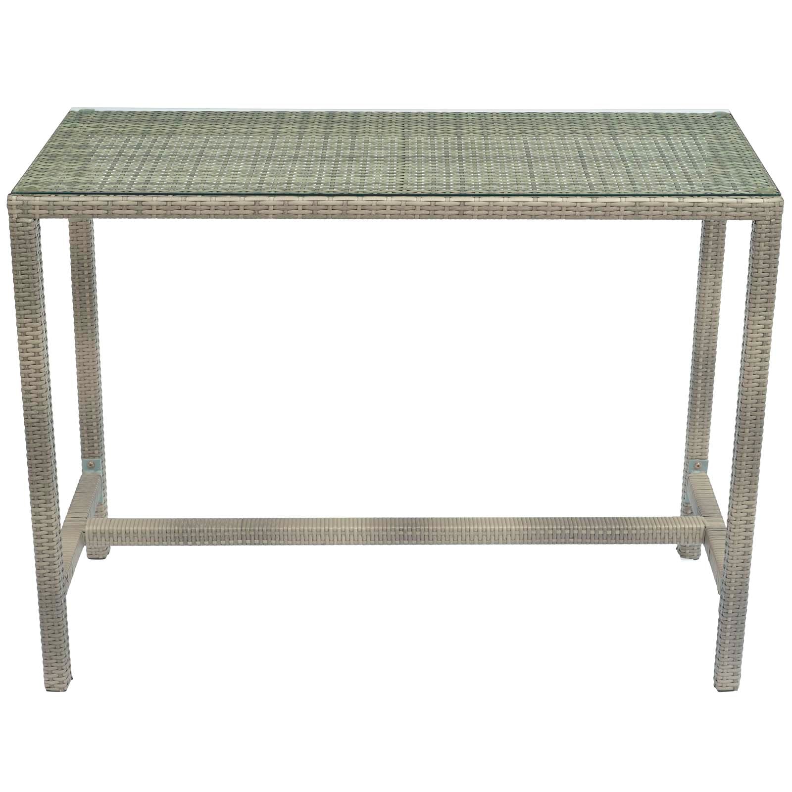 Conduit Outdoor Patio Wicker Rattan Large Bar Table in Light Gray