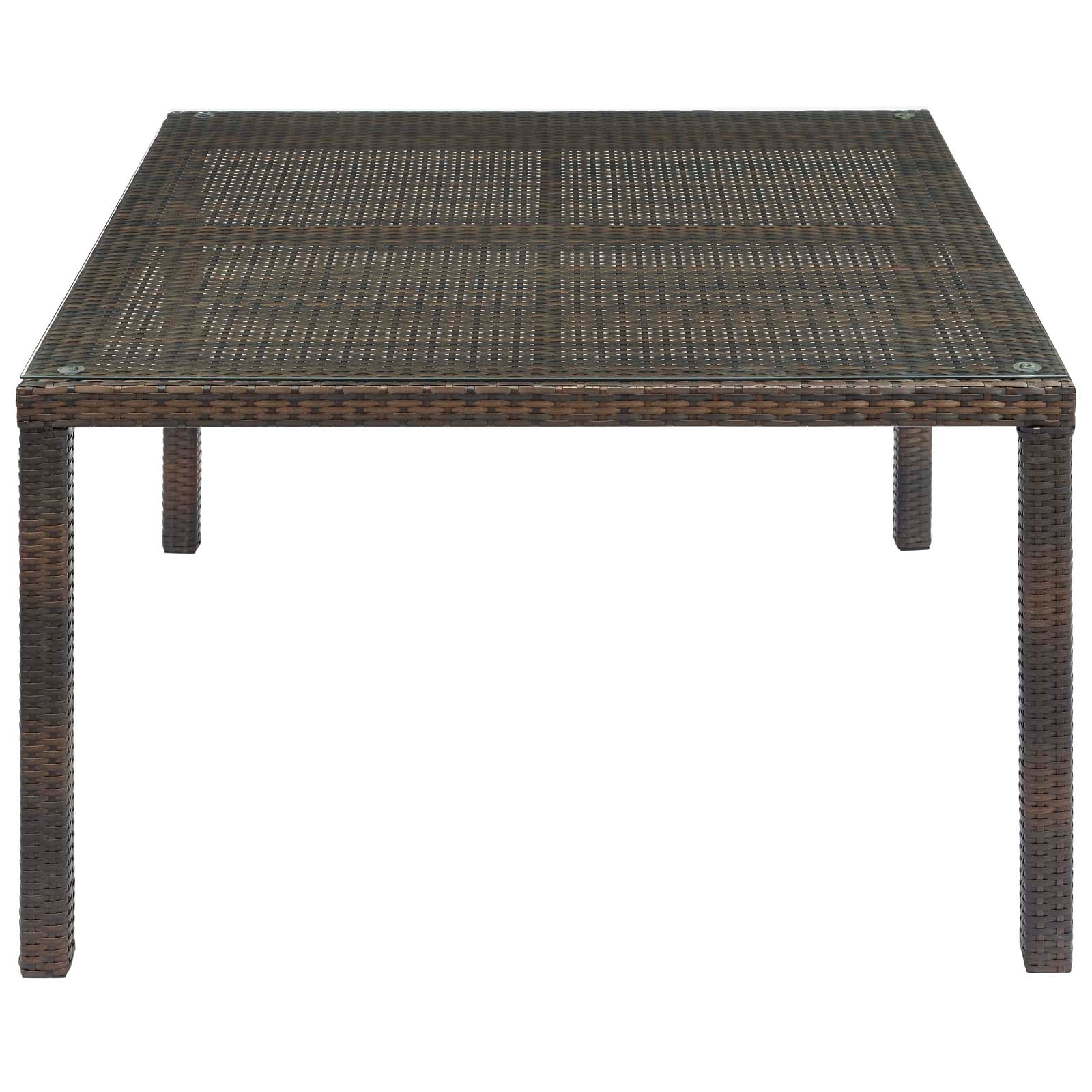 Conduit 47" Outdoor Patio Wicker Rattan Dining Table in Brown