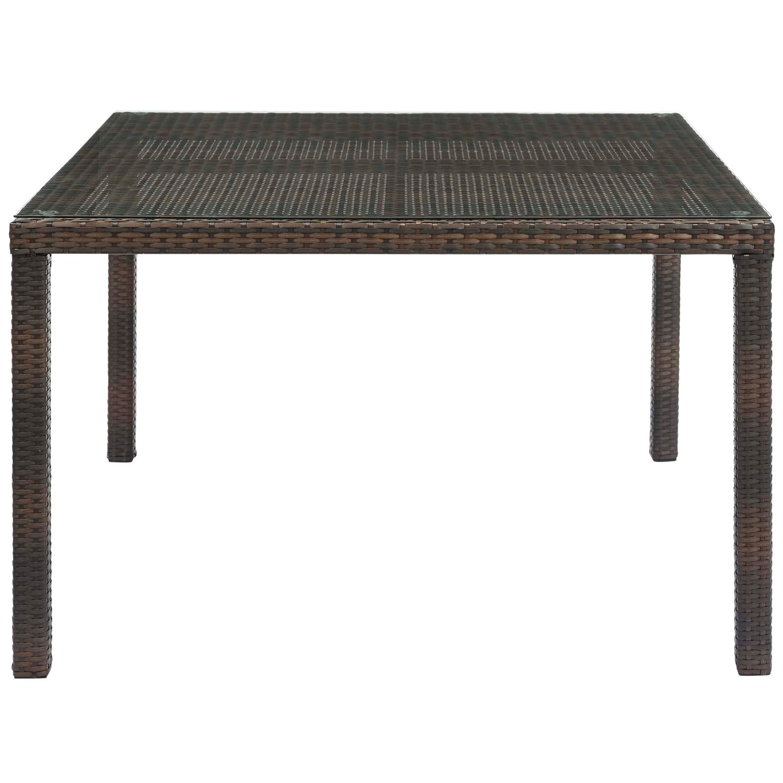 Conduit 47" Outdoor Patio Wicker Rattan Dining Table in Brown