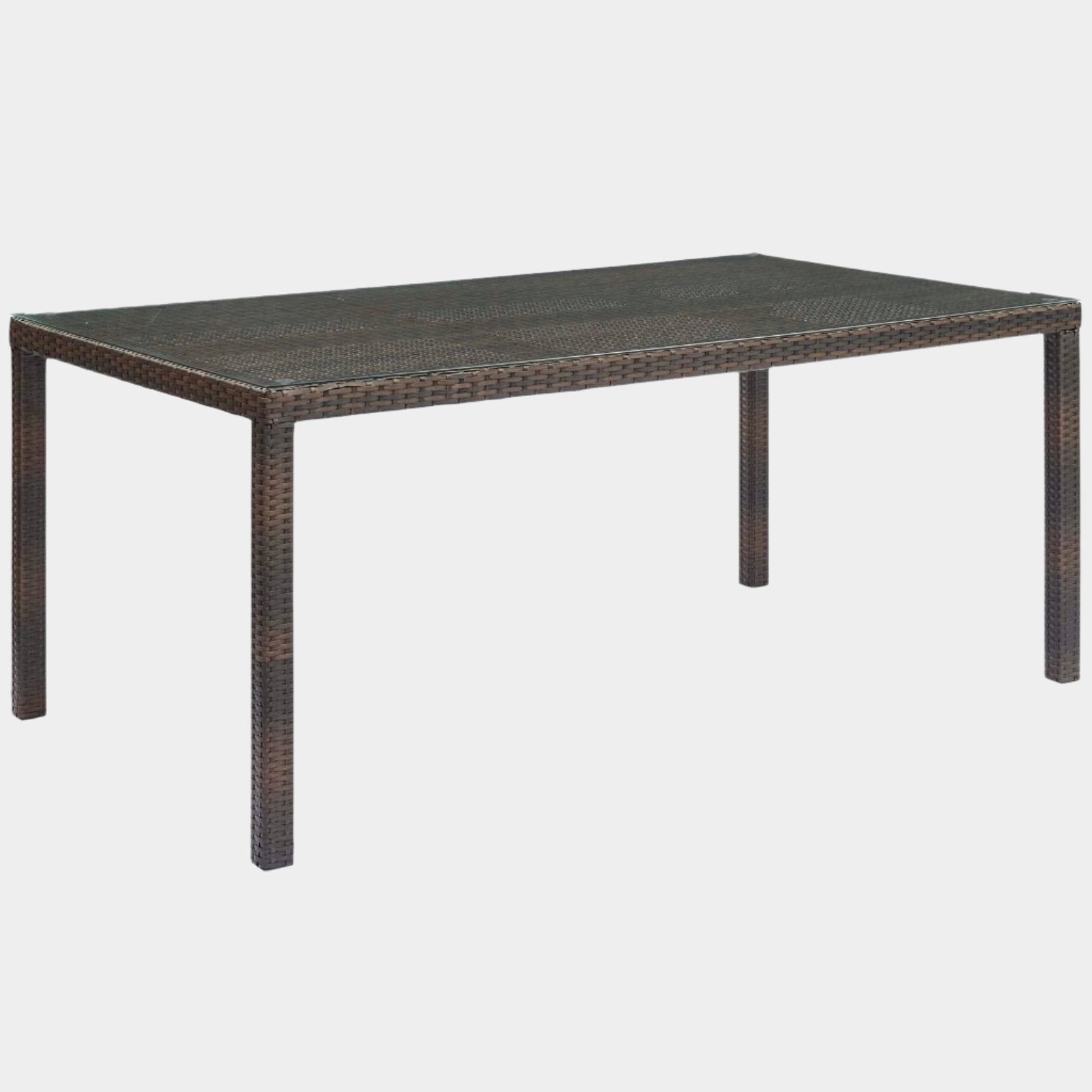 Conduit 70" Outdoor Patio Wicker Rattan Dining Table in Brown