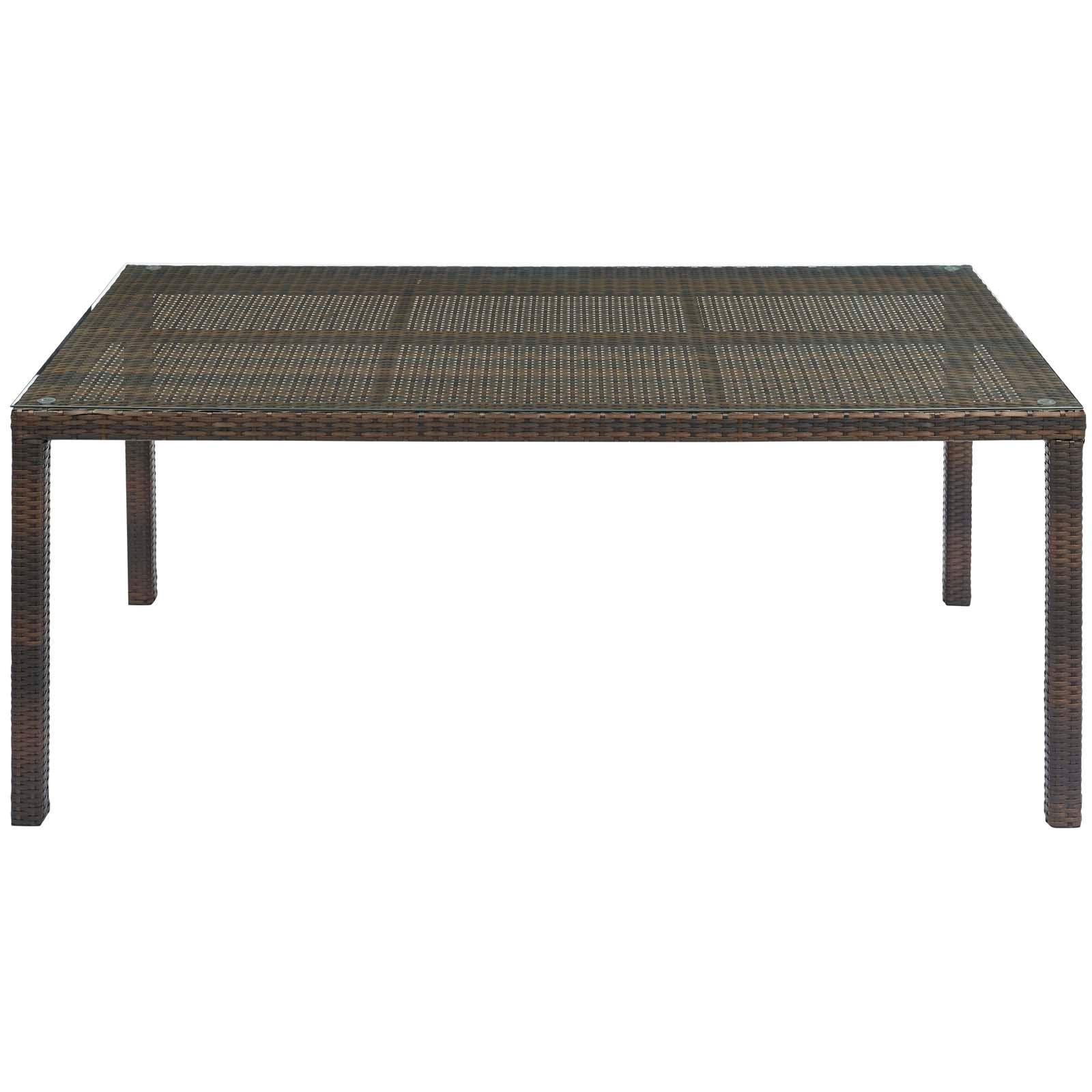 Conduit 70" Outdoor Patio Wicker Rattan Dining Table in Brown