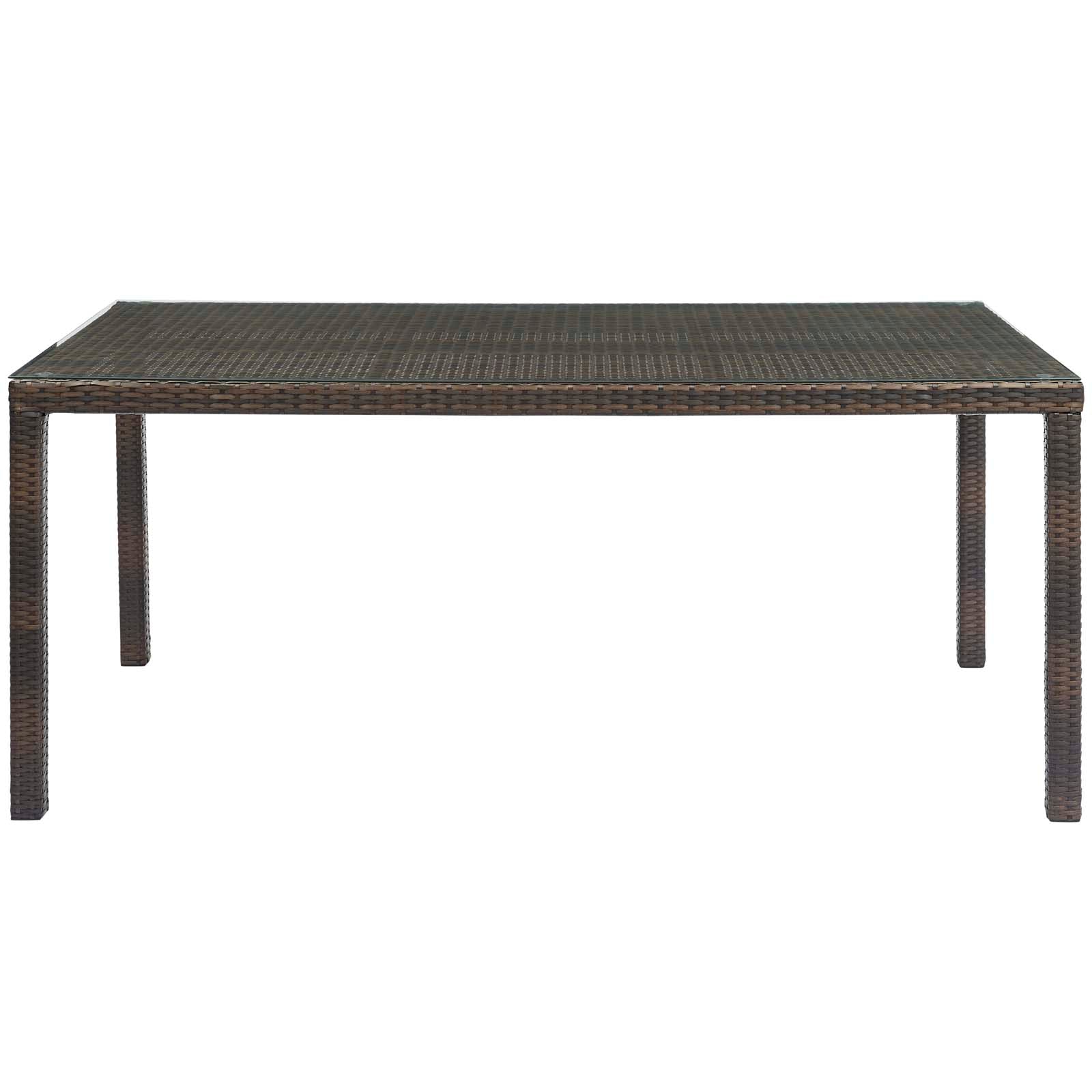 Conduit 70" Outdoor Patio Wicker Rattan Dining Table in Brown