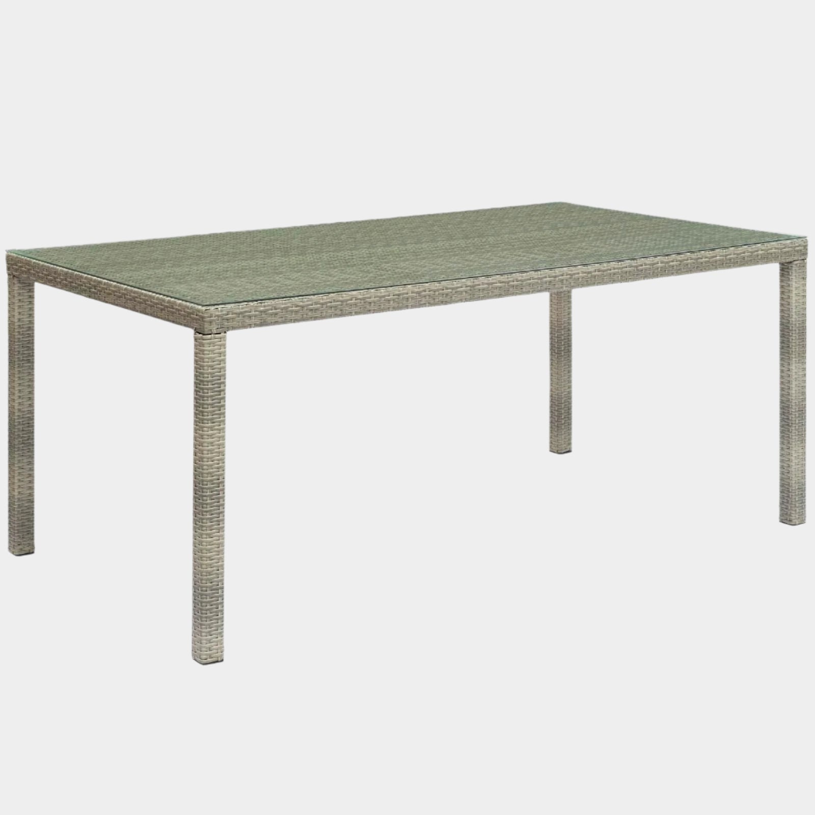 Conduit 70" Outdoor Patio Wicker Rattan Dining Table in Light Gray