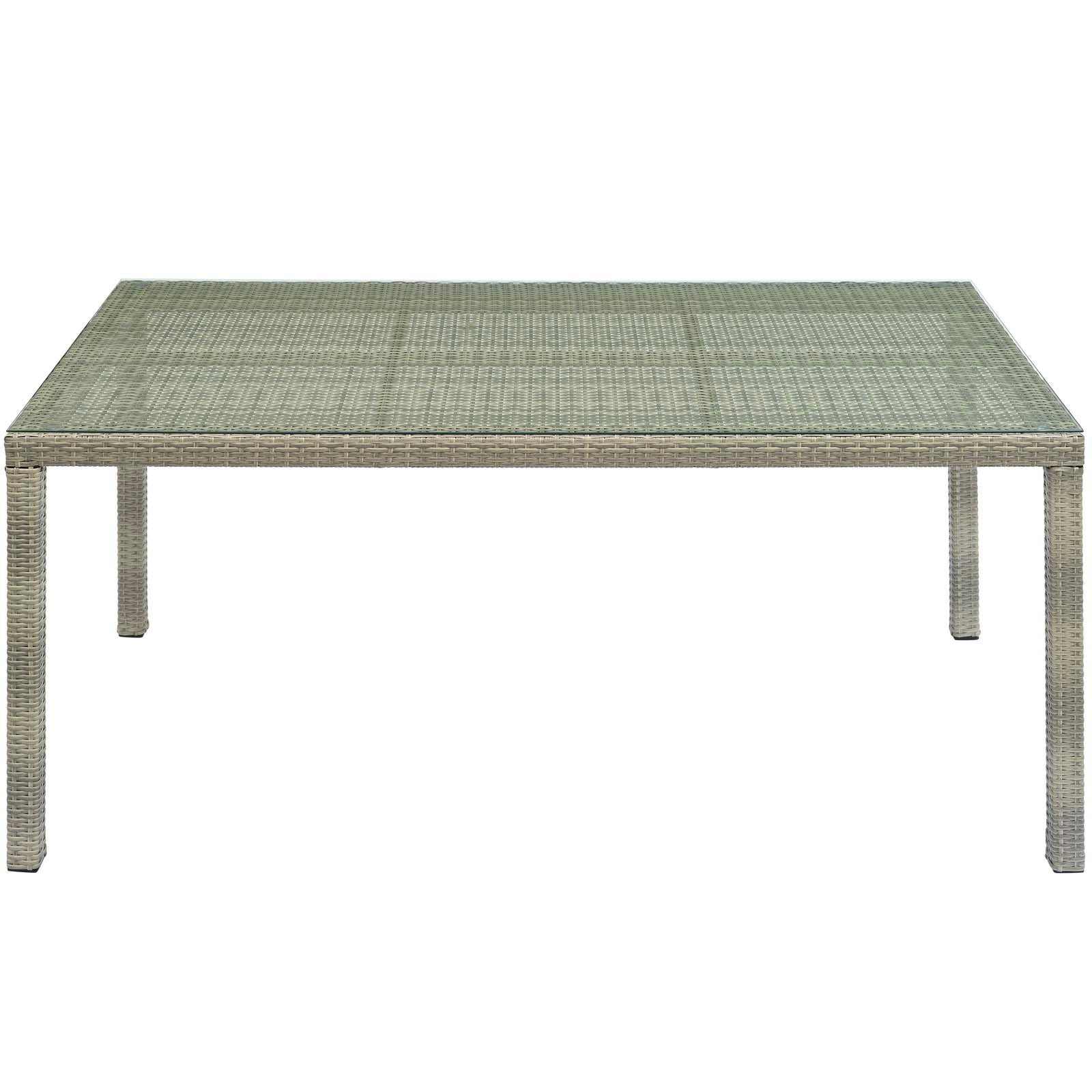 Conduit 70" Outdoor Patio Wicker Rattan Dining Table in Light Gray