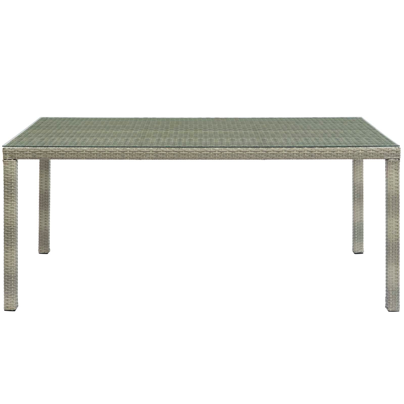 Conduit 70" Outdoor Patio Wicker Rattan Dining Table in Light Gray