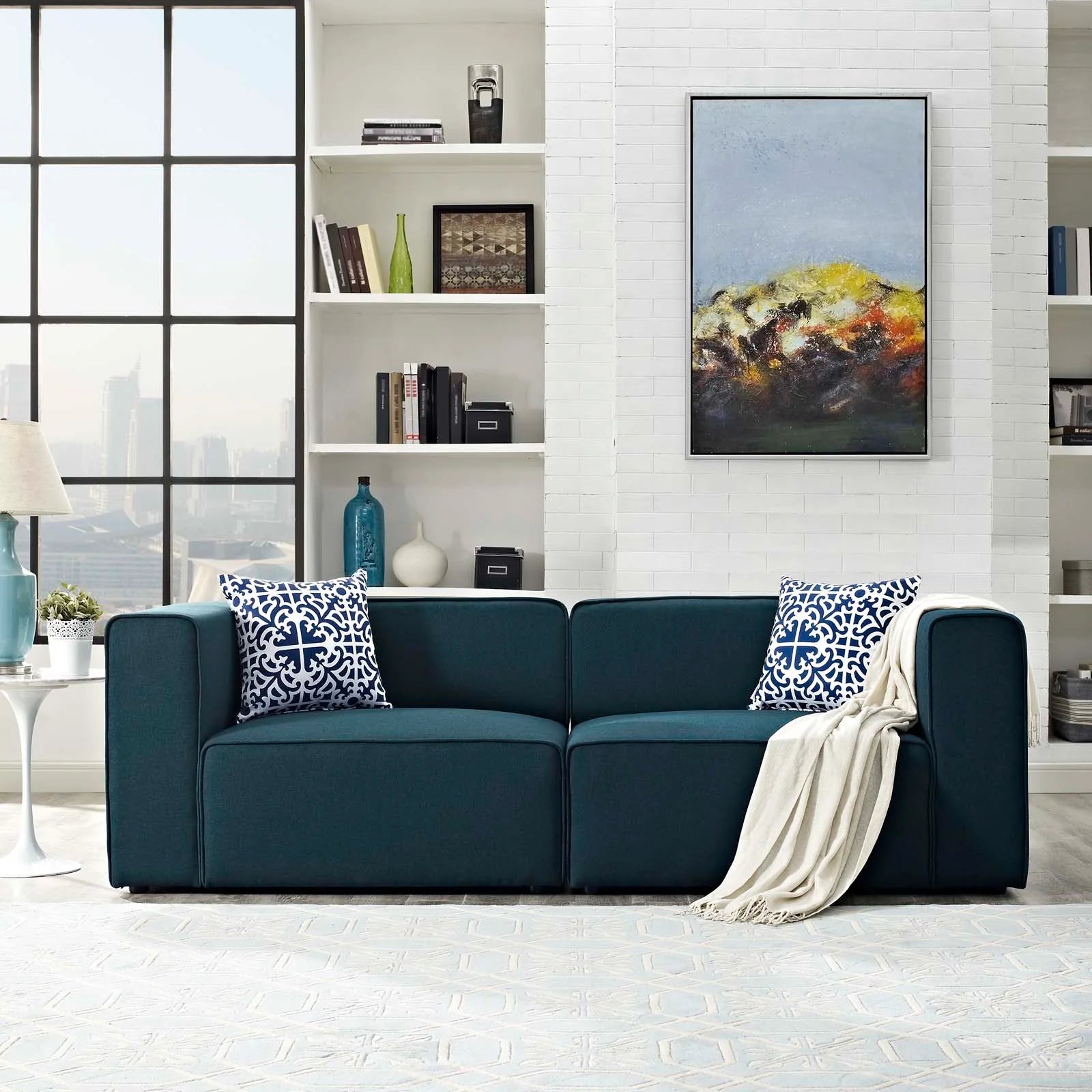 Mingle 2 Piece Upholstered Fabric Sectional Sofa Set