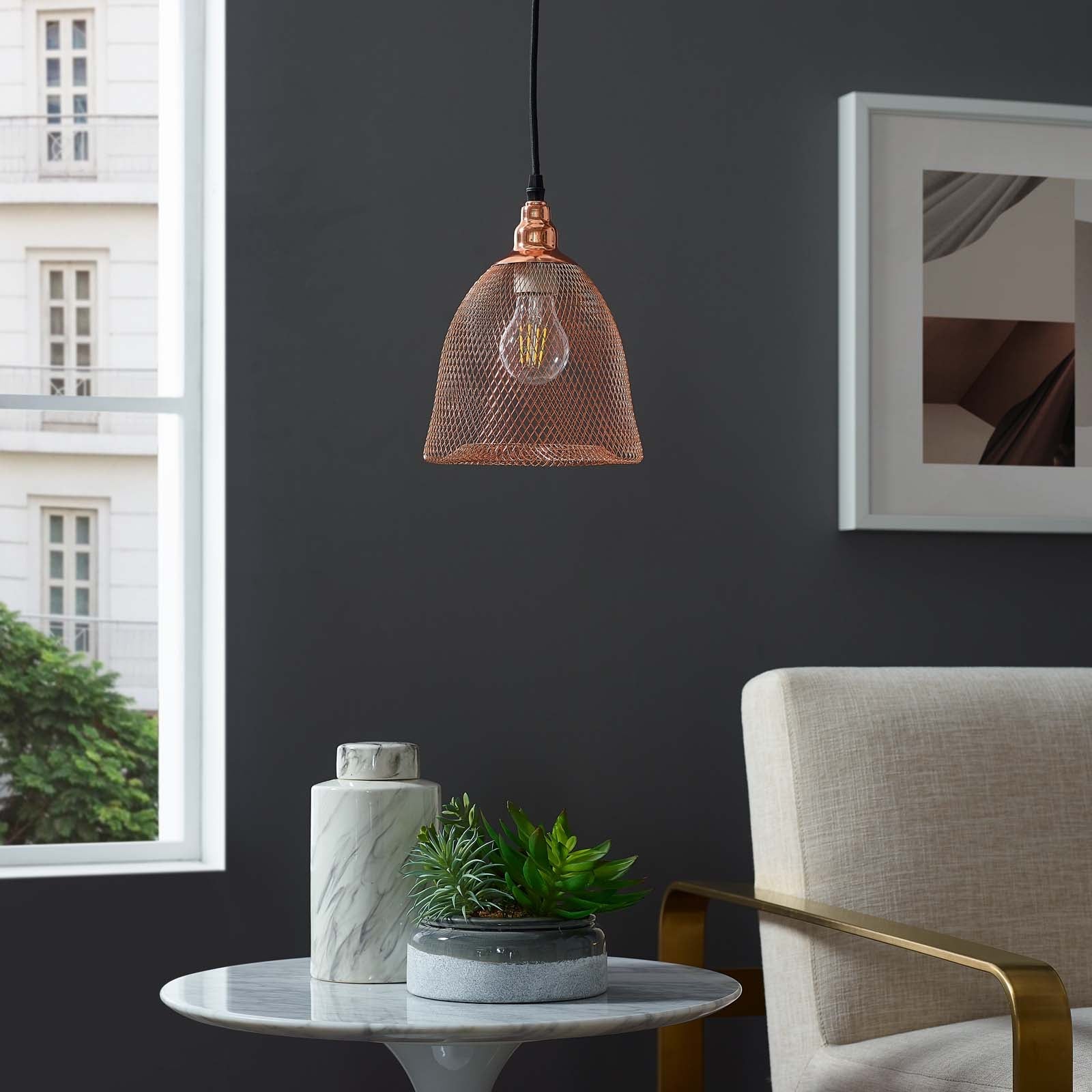 Glimmer Bell-Shaped Rose Gold Pendant Light