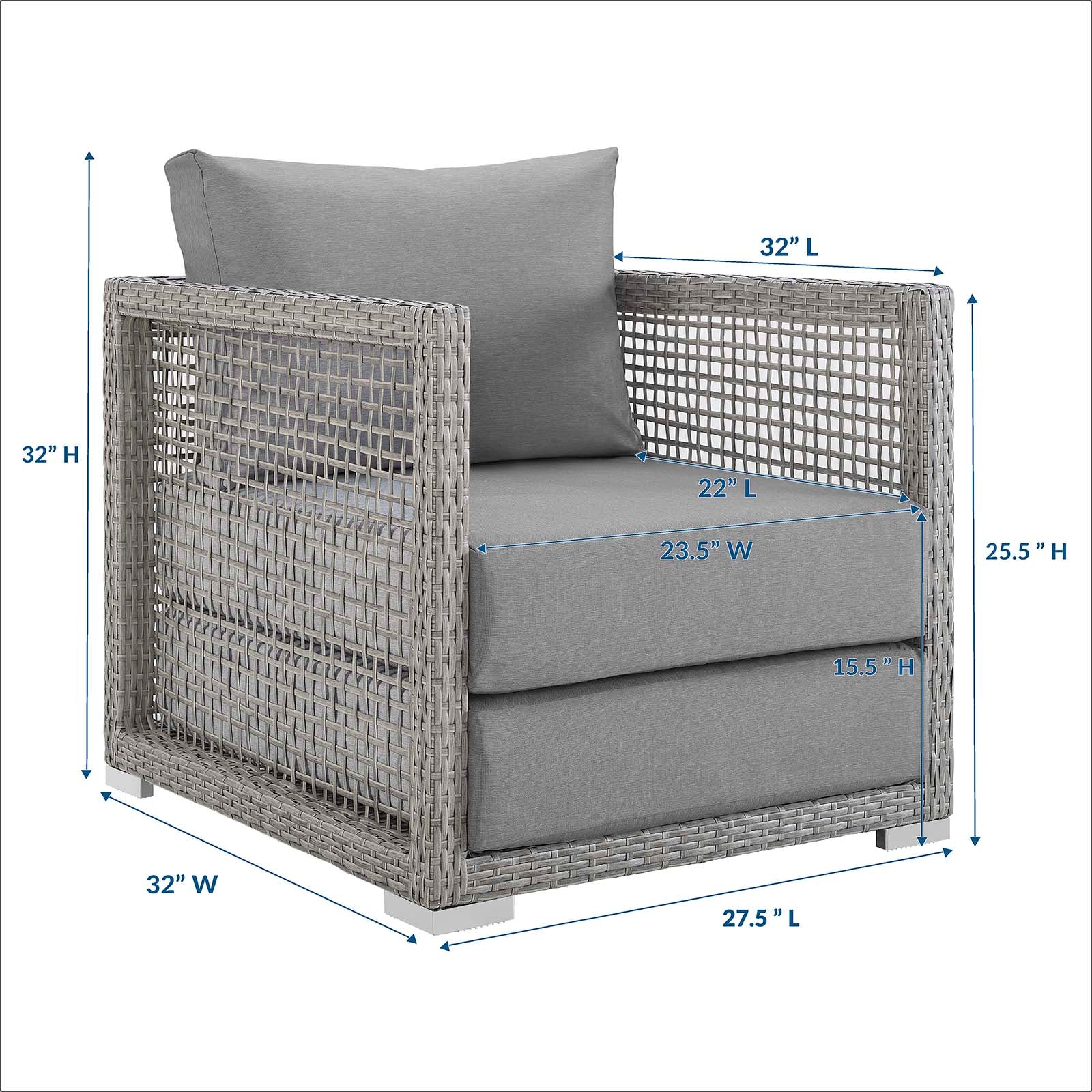 Fauteuil de terrasse d'extérieur en rotin Aura 