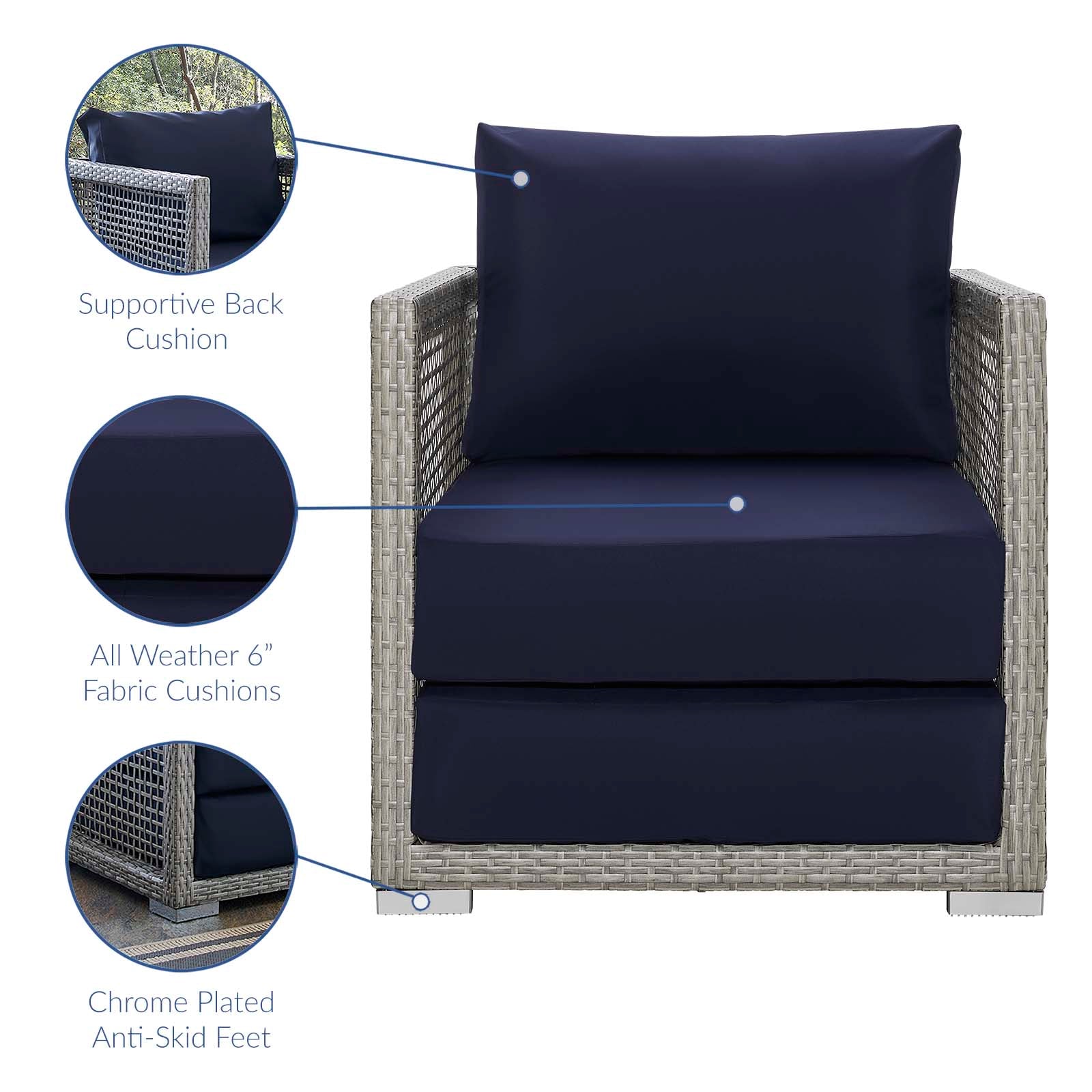 Fauteuil de terrasse d'extérieur en rotin Aura 