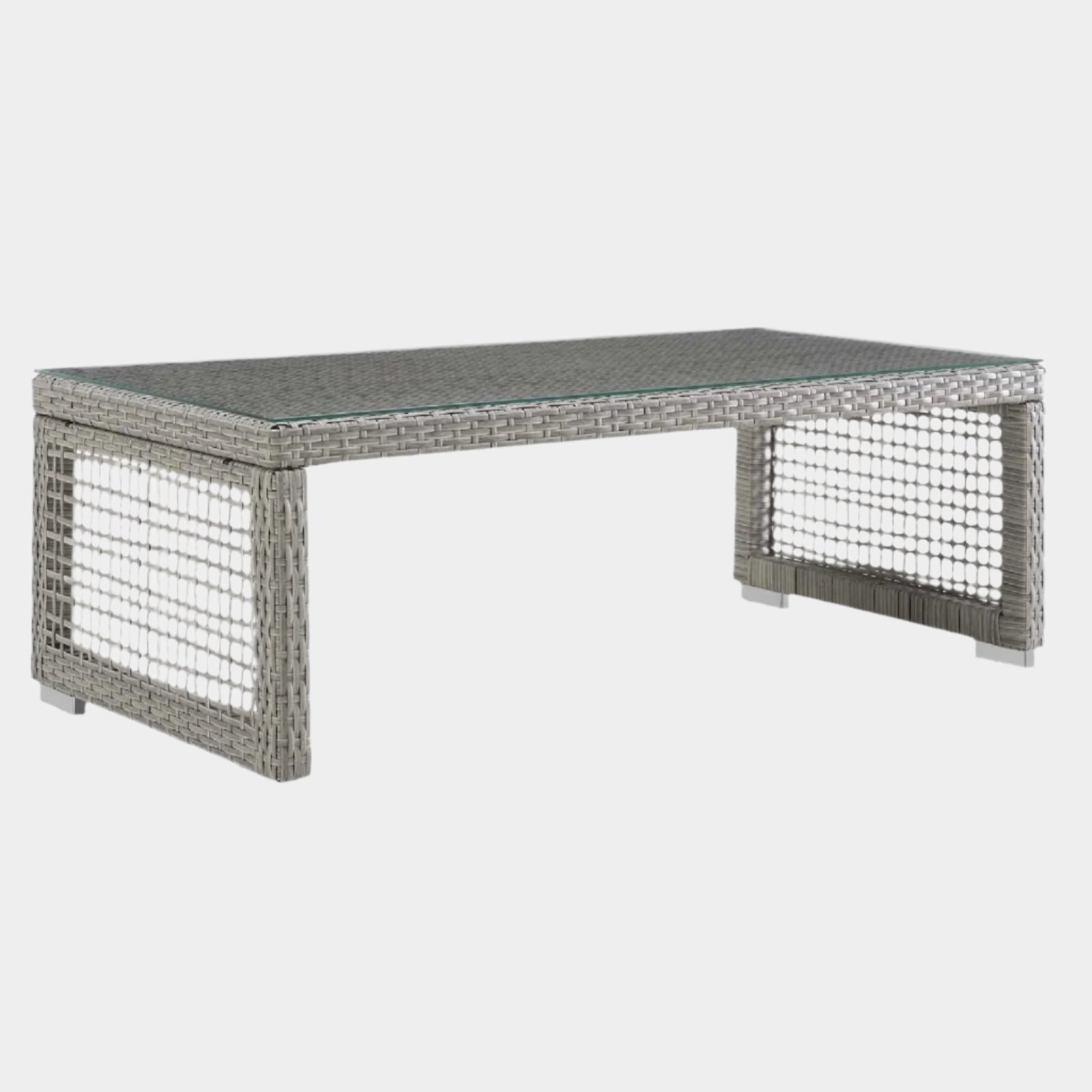 Aura Rattan Outdoor Patio Coffee Table in Gray