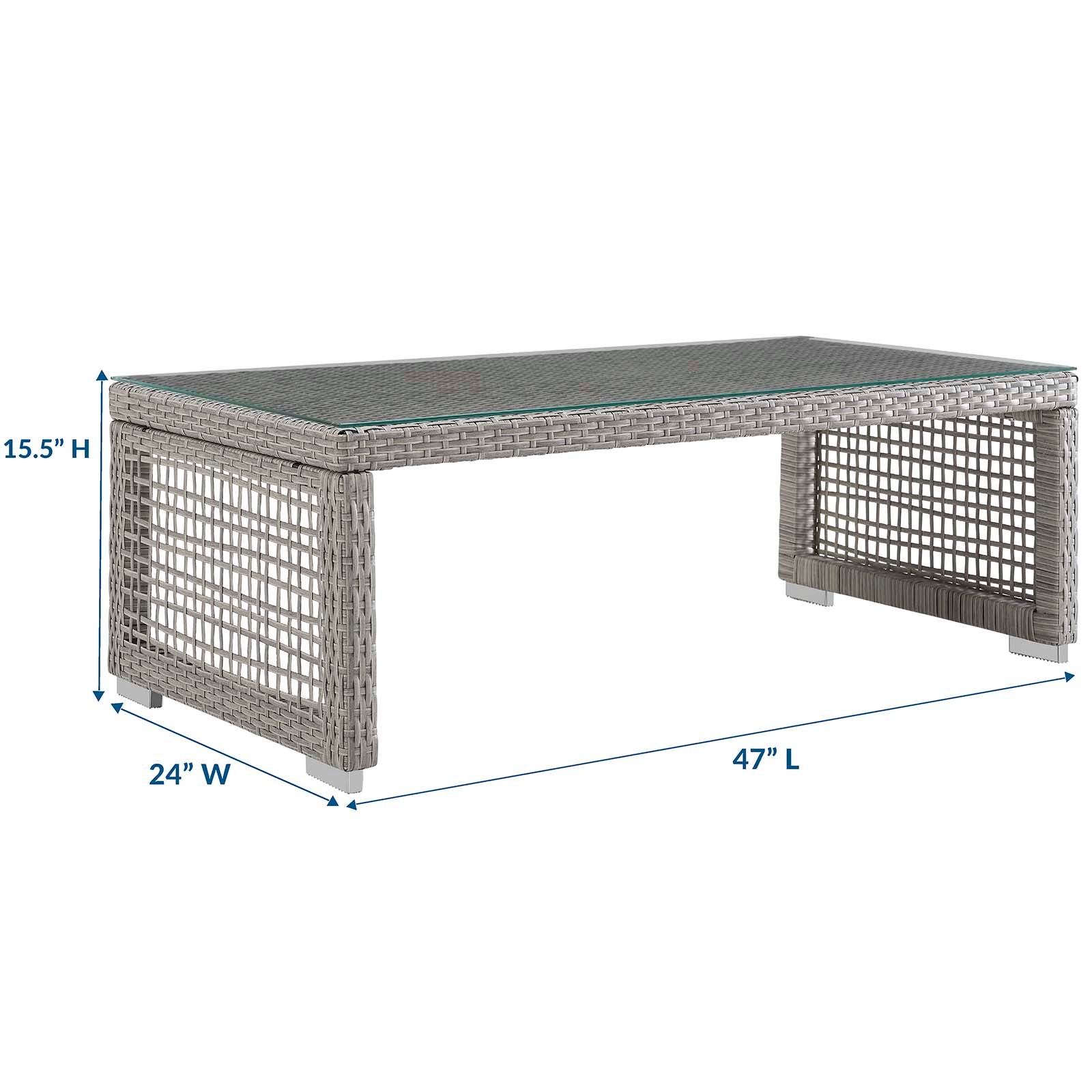 Table basse d'extérieur en rotin Aura en gris