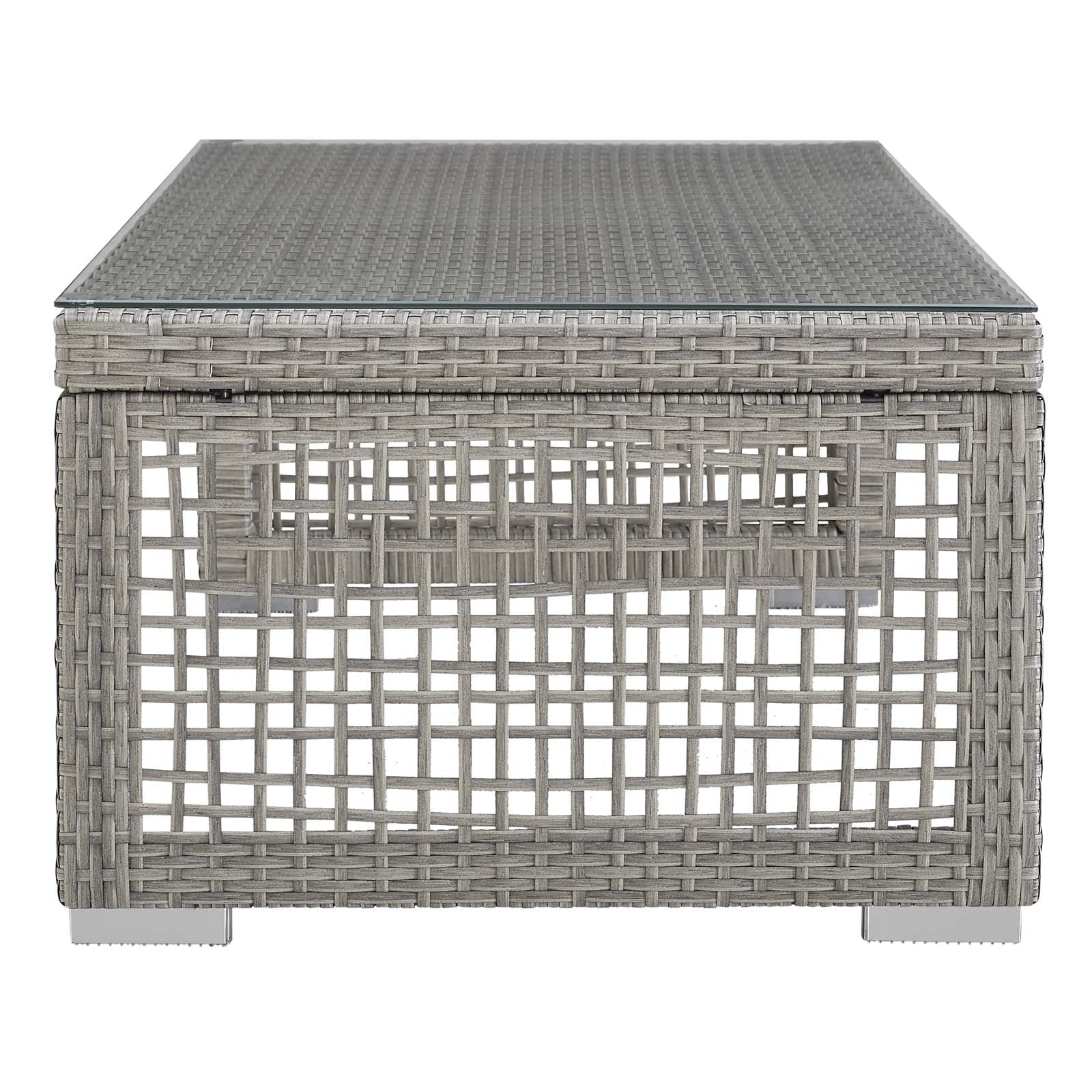 Aura Rattan Outdoor Patio Coffee Table in Gray