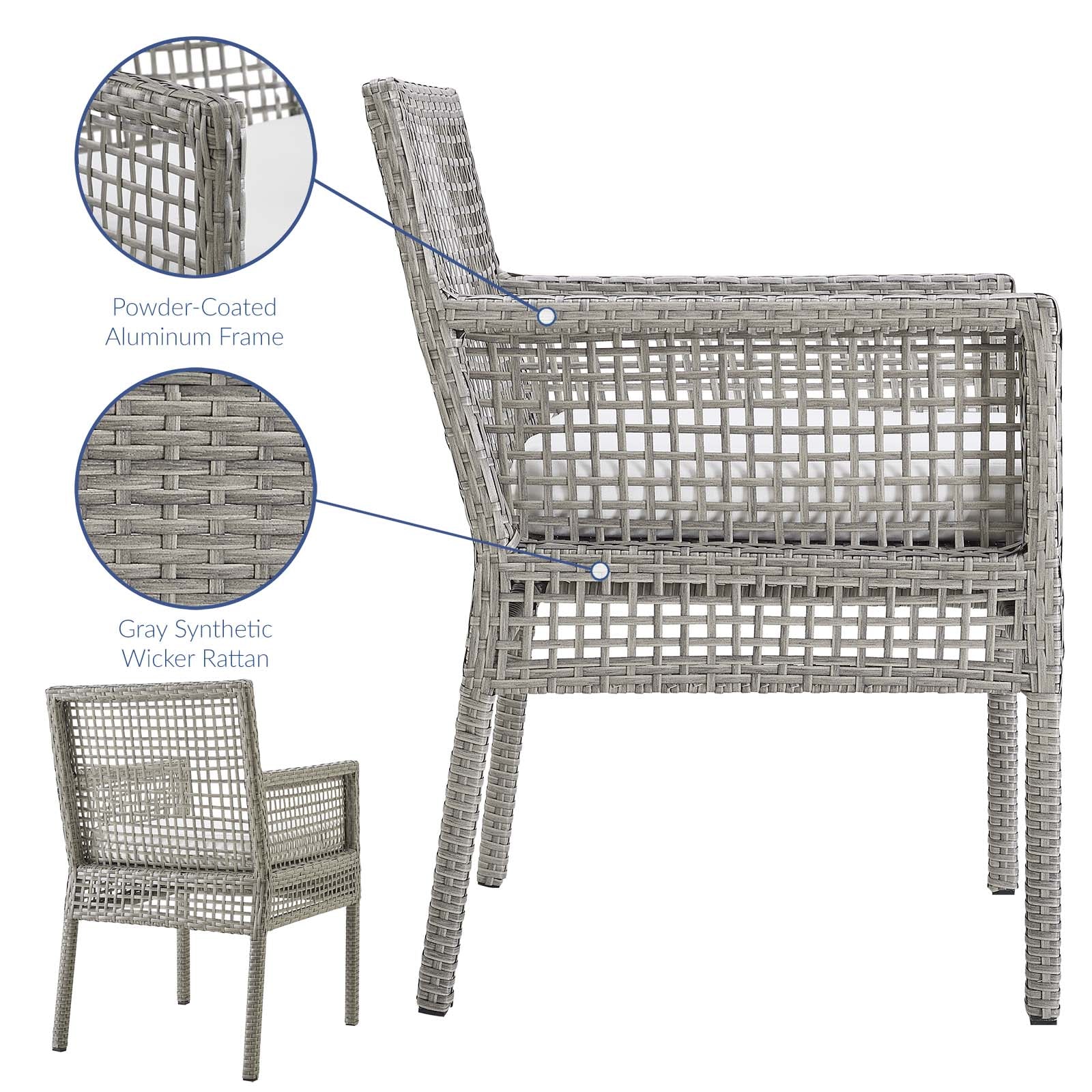 Fauteuil de salle à manger en rotin et osier pour patio extérieur Aura 