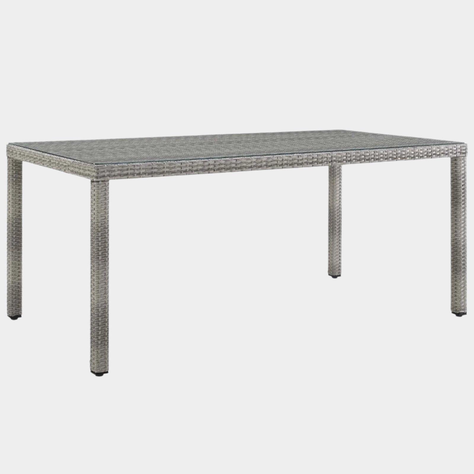 Table à manger d'extérieur en rotin et osier Aura de 68 po en gris