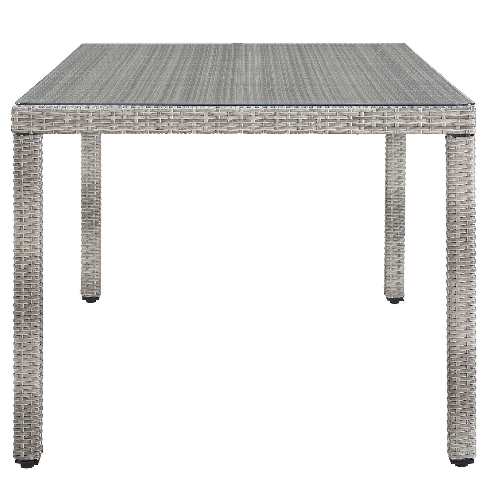 Aura 68" Outdoor Patio Wicker Rattan Dining Table in Gray