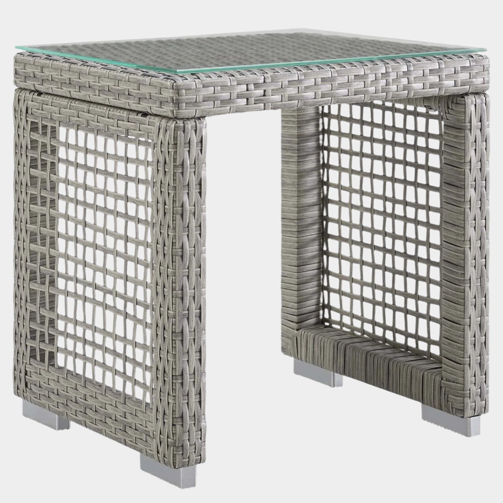 Aura Outdoor Patio Wicker Rattan Side Table in Gray