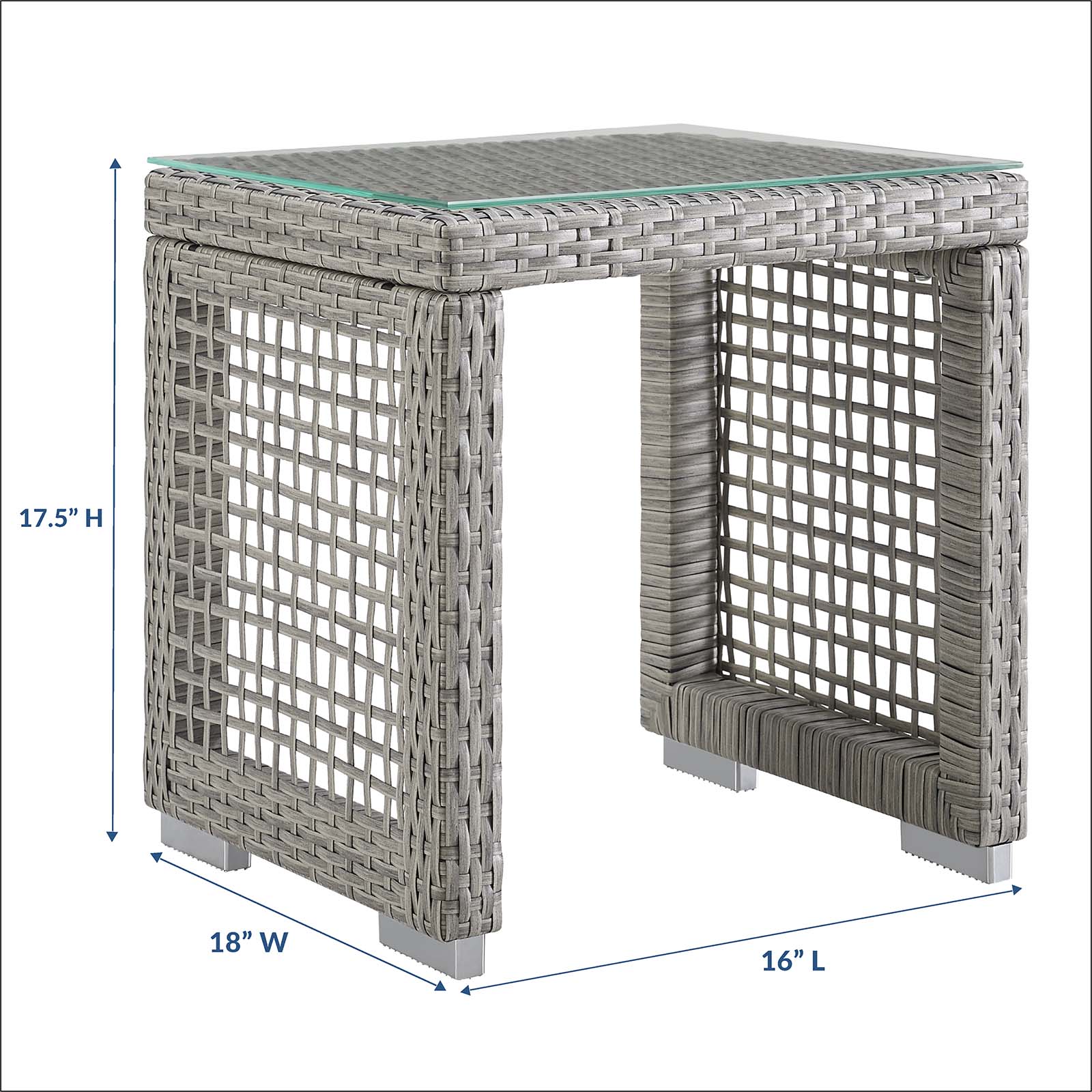 Aura Outdoor Patio Wicker Rattan Side Table in Gray