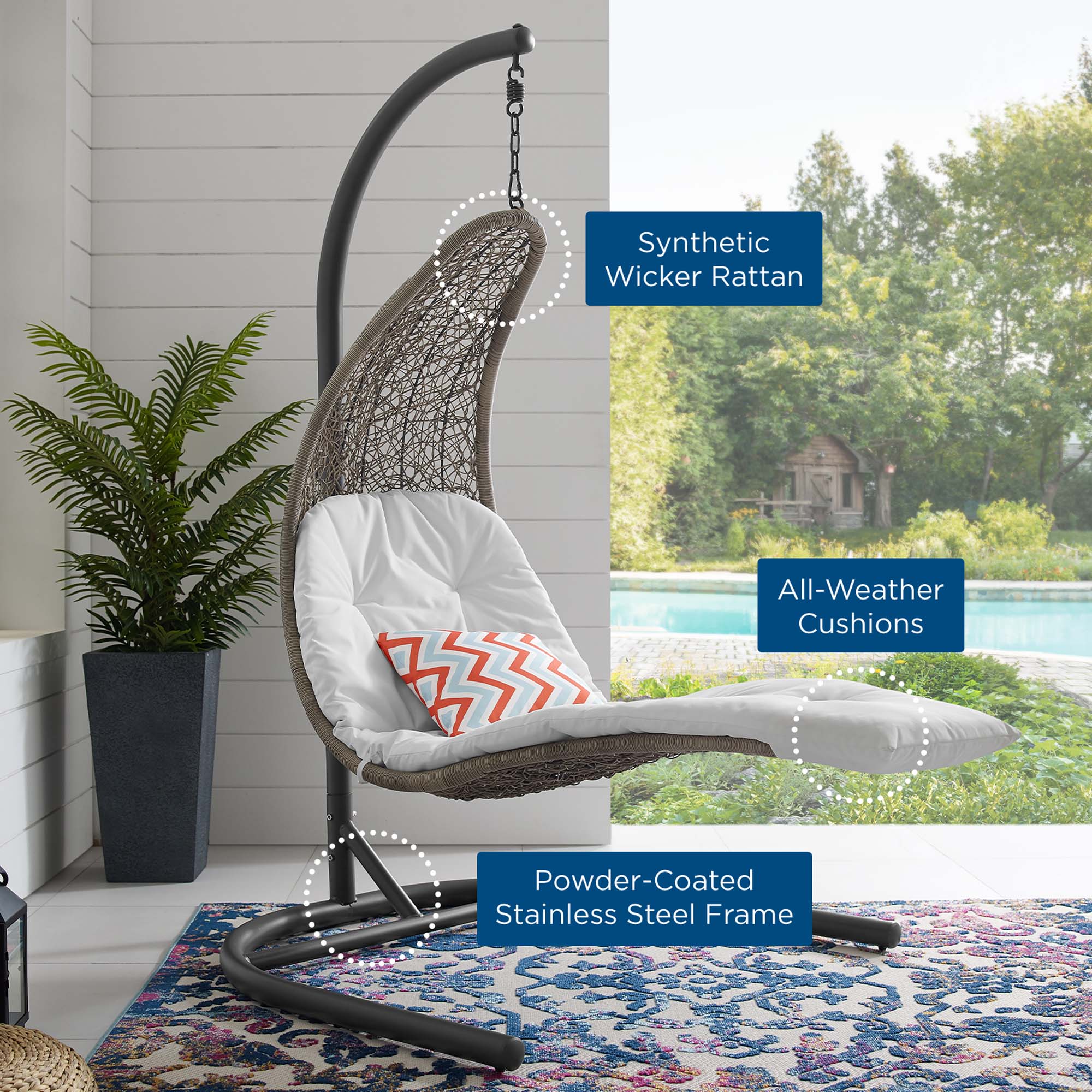 Landscape Hanging Chaise Lounge Outdoor Patio Swing Chair