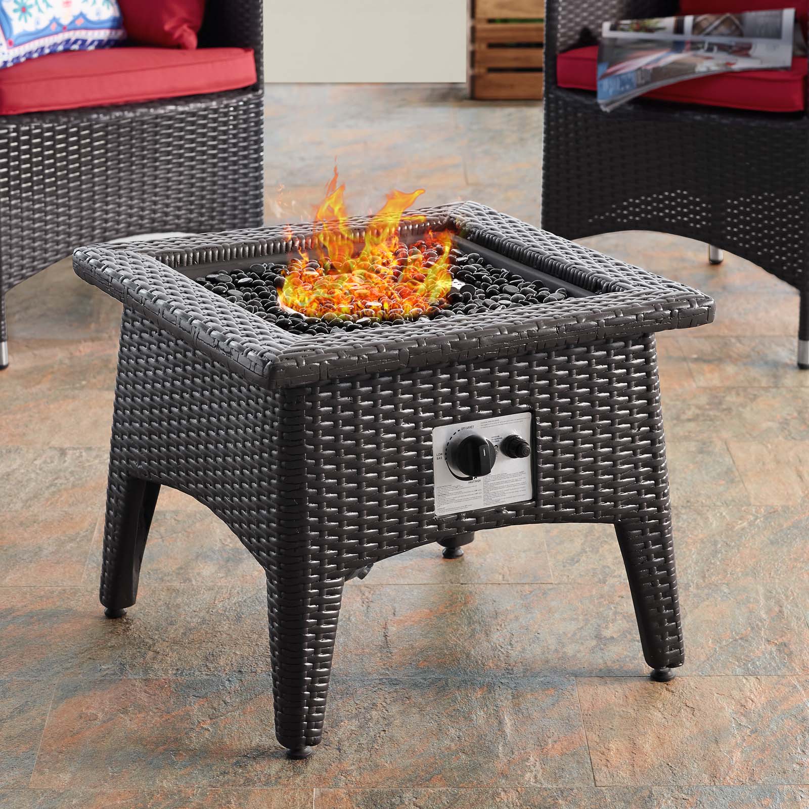 Vivacity Outdoor Patio Fire Pit Table in Espresso