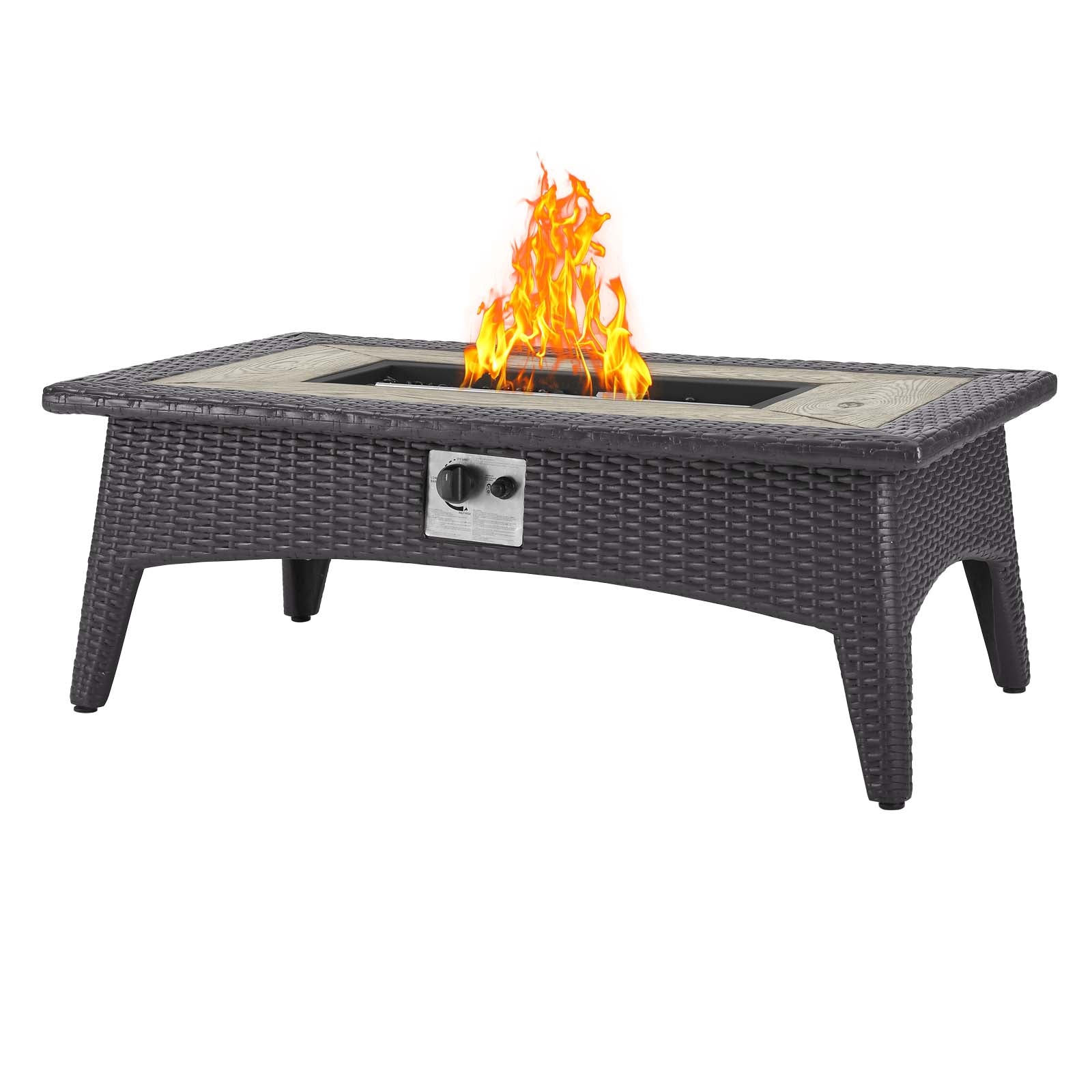 Splendor 43.5" Rectangle Outdoor Patio Fire Pit Table in Espresso