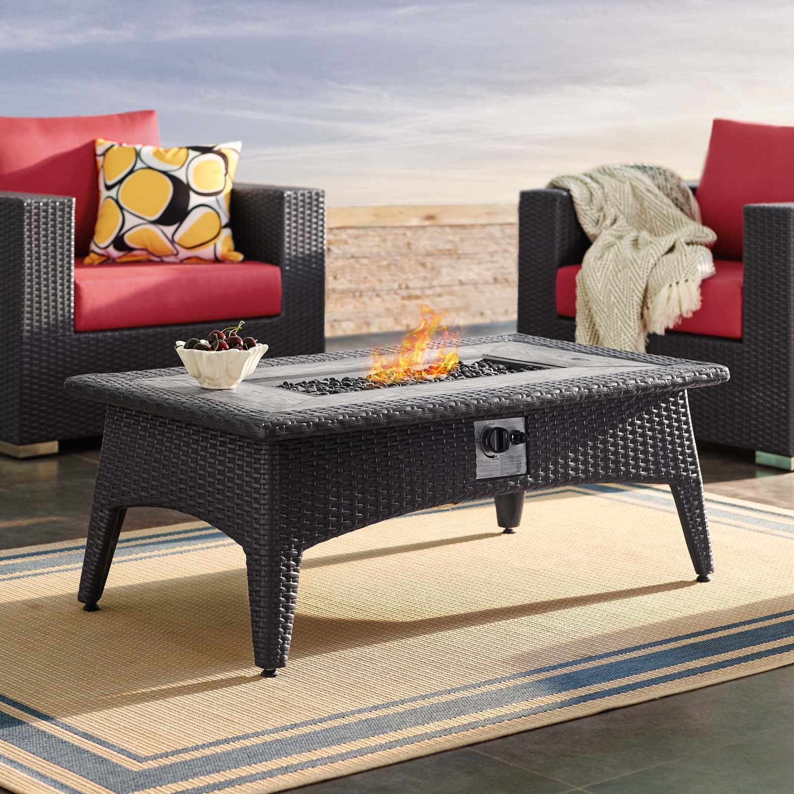 Splendor 43.5" Rectangle Outdoor Patio Fire Pit Table in Espresso