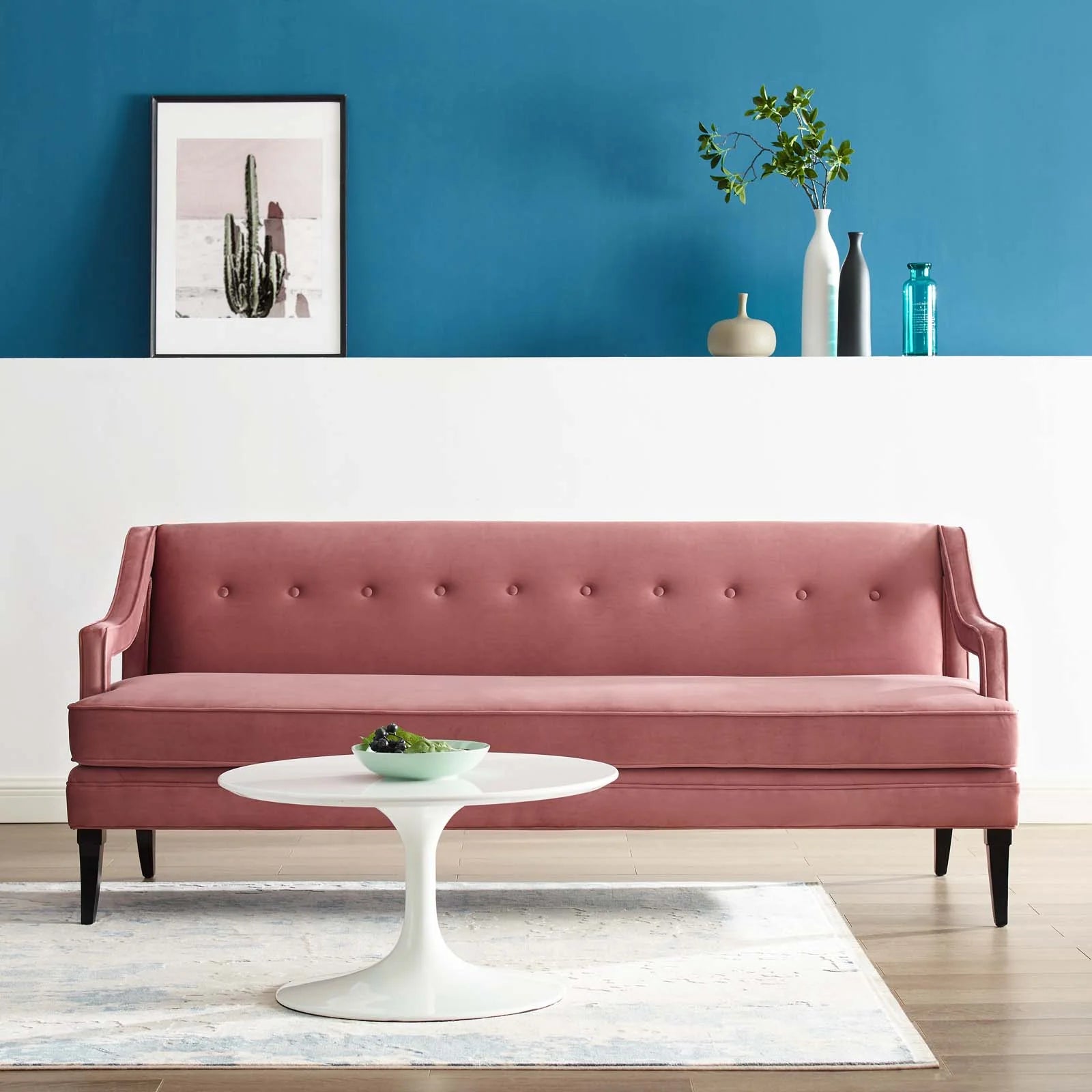 Concur Button Tufted Performance Velvet Sofa