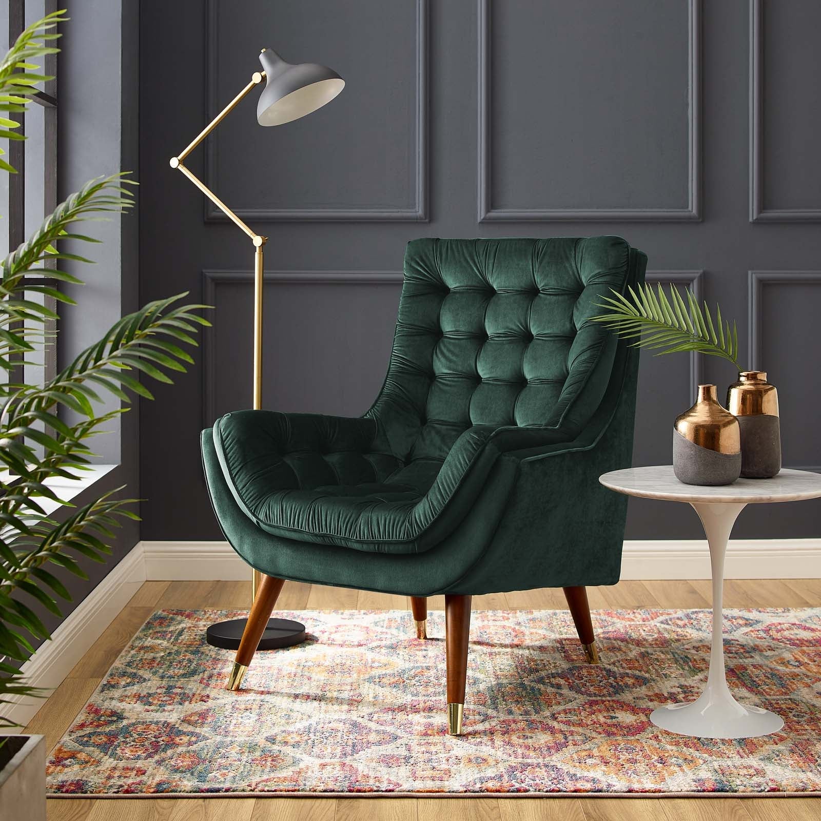 Suggest Button Tufted Performance Velvet Lounge Chair